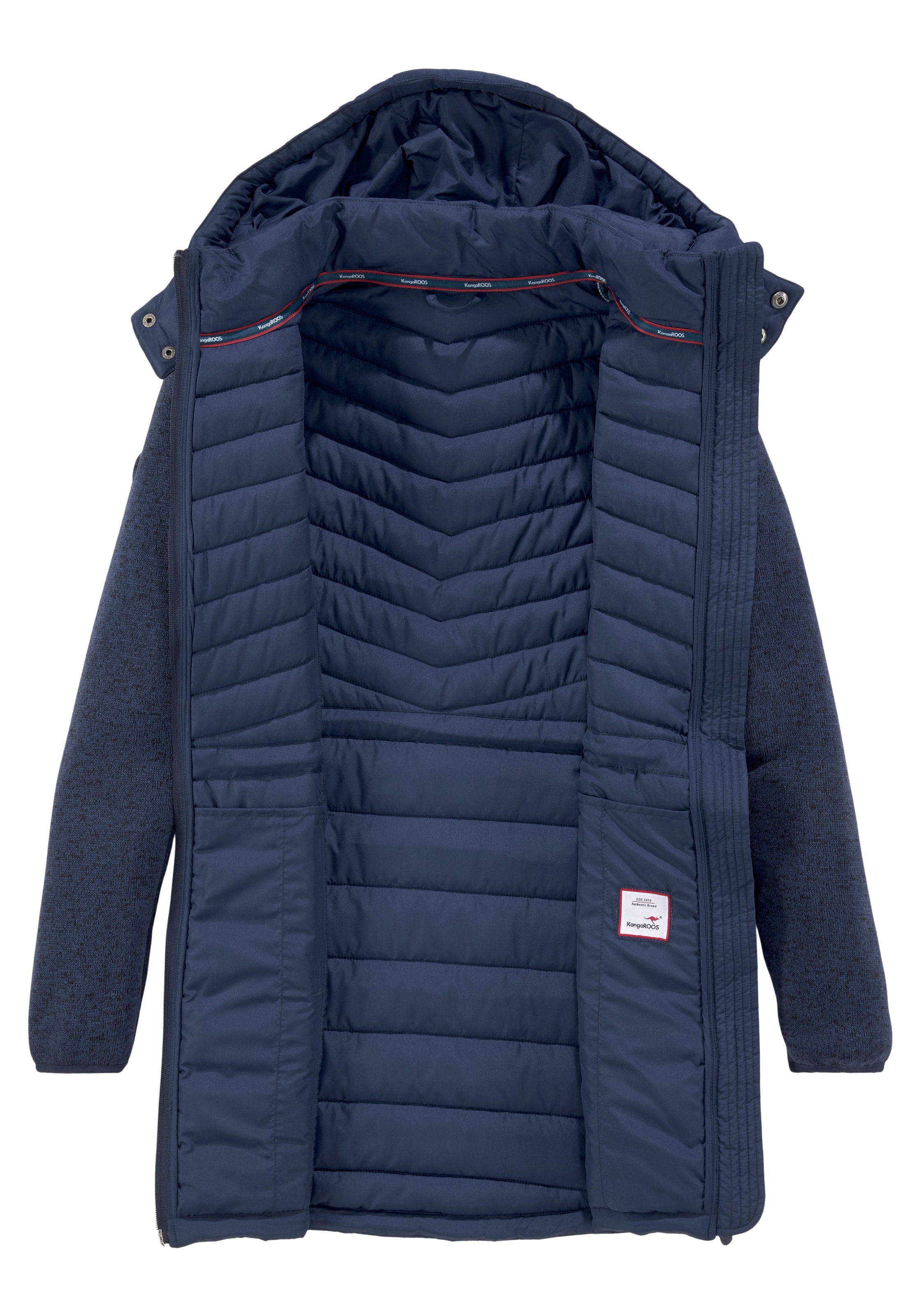 KangaROOS Steppjacke, mit Kapuze, im trendigem Material-Mix mit abnehmbarer Kapuze