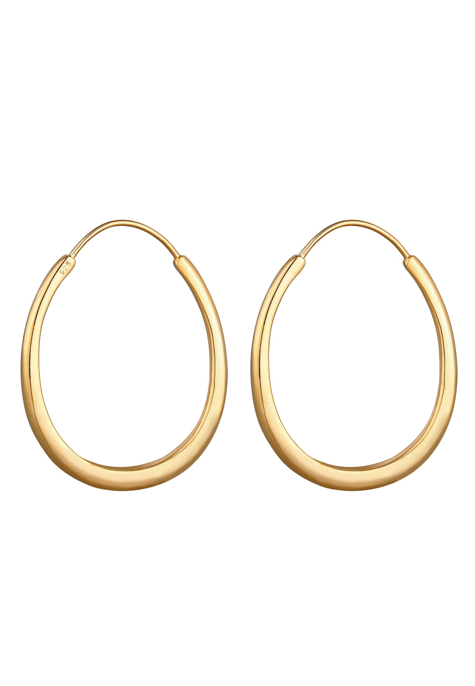 Elli Paar Creolen »Ohrringe Creolen Hänger Oval Geo Basic Trend Big 925 Silber«