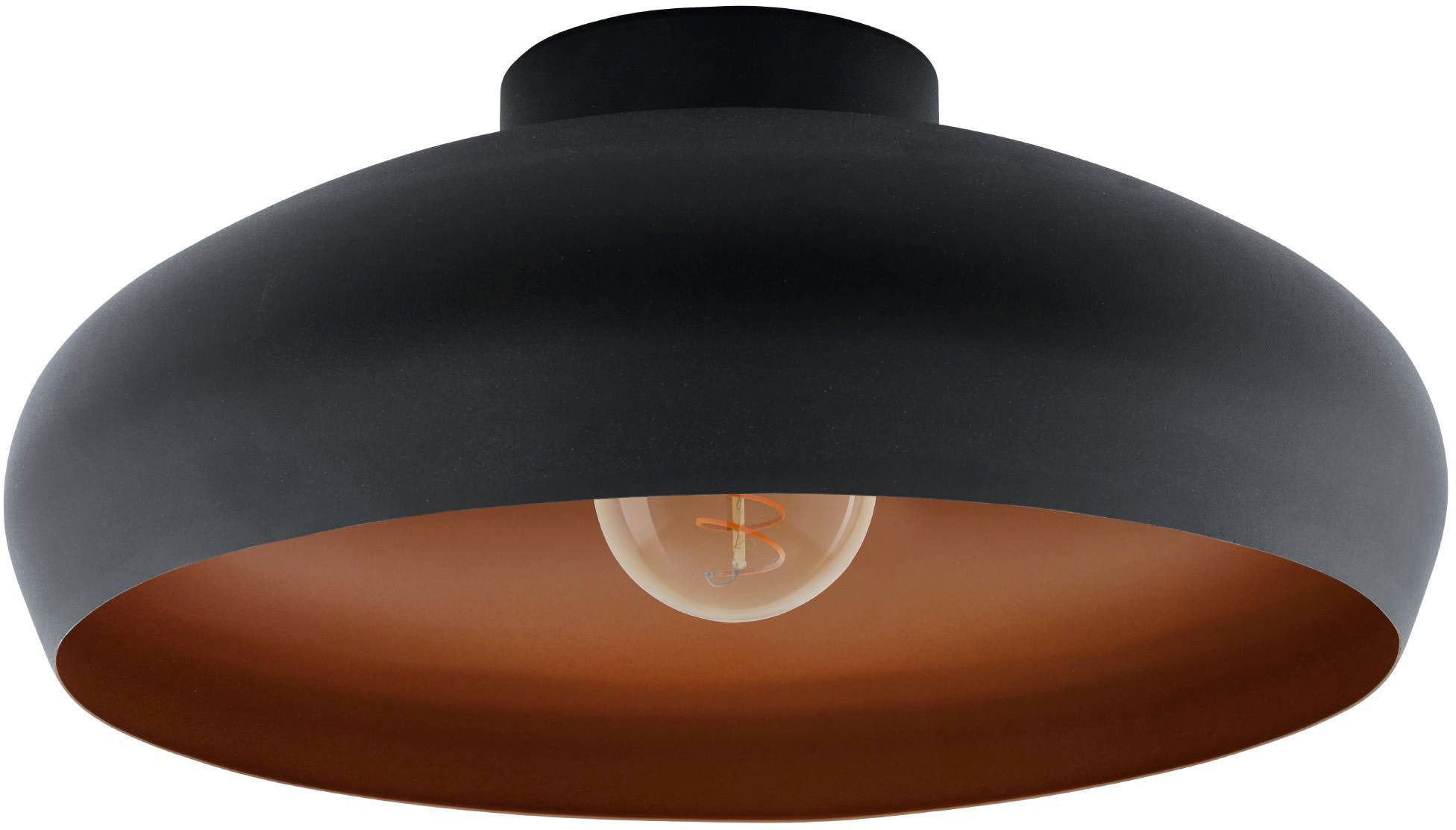 EGLO Deckenleuchte »MOGANO Deckenlampe, schwarz, kupfer, Wohnzimmerlampe, Industrial, E27«, 1 flammig, Leuchtmittel E27 | ohne Leuchtmittel, Wohnzimmer, Esszimmer, Flur, Küche, Vintage, modern, 40x17cm