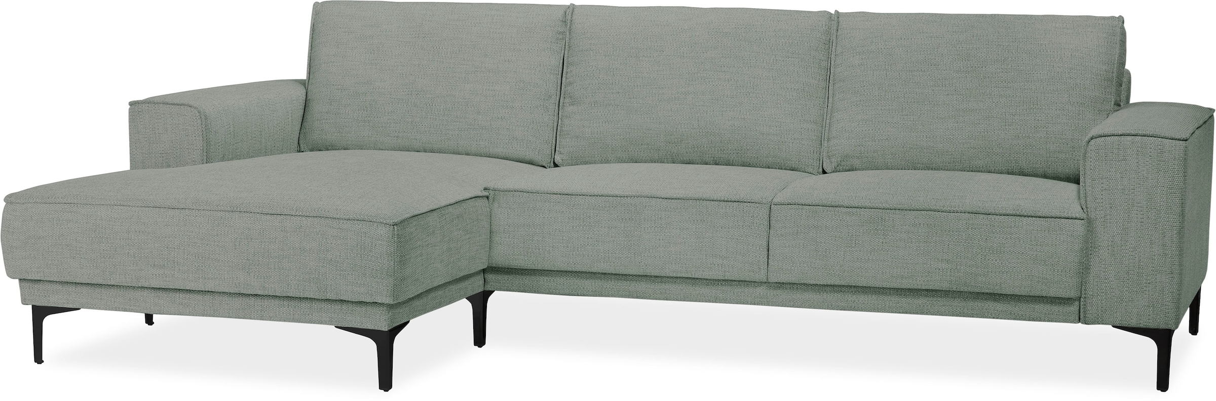 Places of Style Ecksofa »Polsterecke Oland, Struktur, Flachgewebe, Luxus-Microfaser, Boucle«, L-Form, 280 cm, Wellenunterfederung, Skandi-Design, Metallfüße
