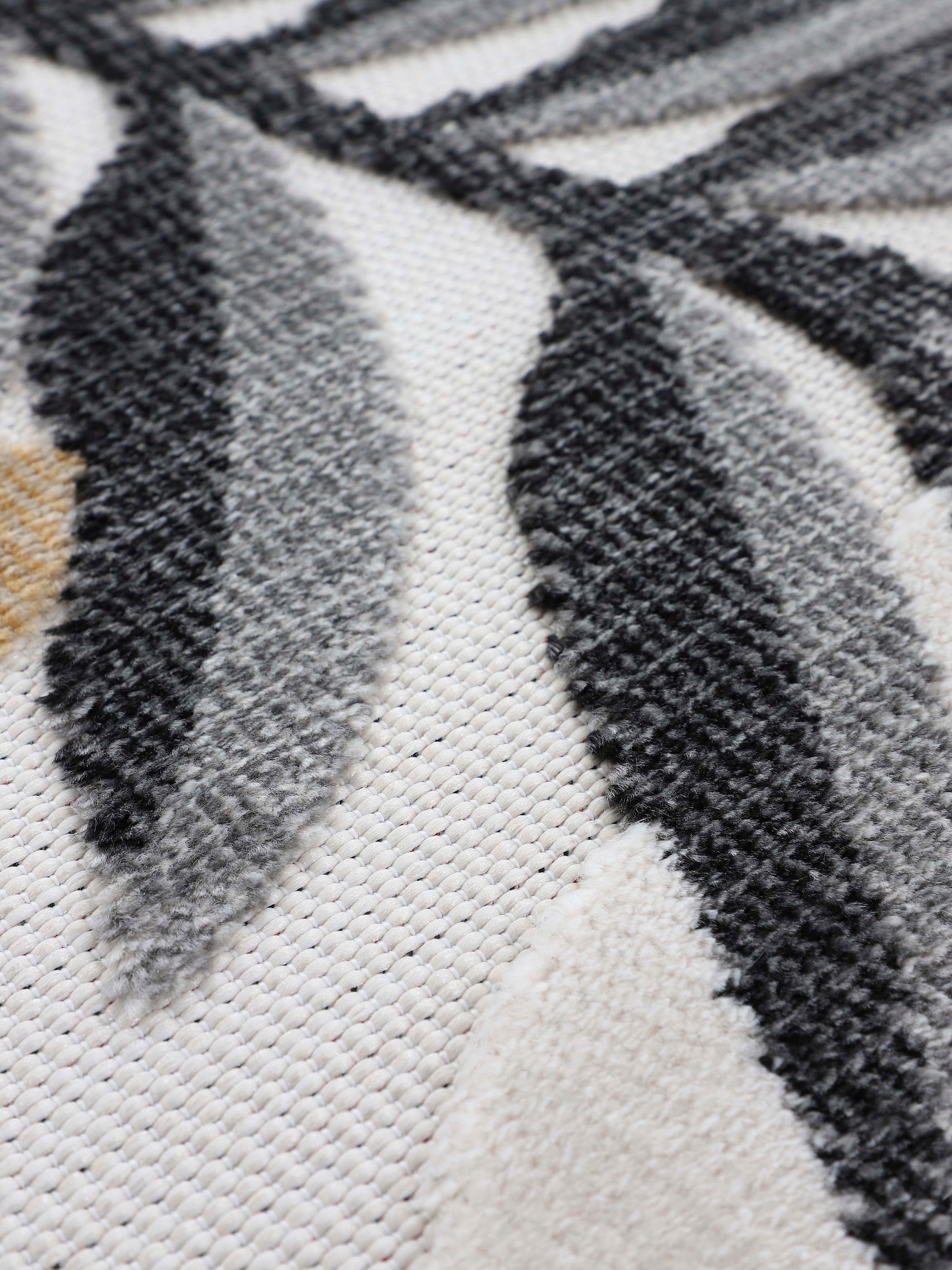 carpetfine Teppich »Deja 102«, rechteckig, 4 mm Höhe, robustes Flachgewebe, Motiv- Floral Palmenblätter, Hoch-Tief Effekt
