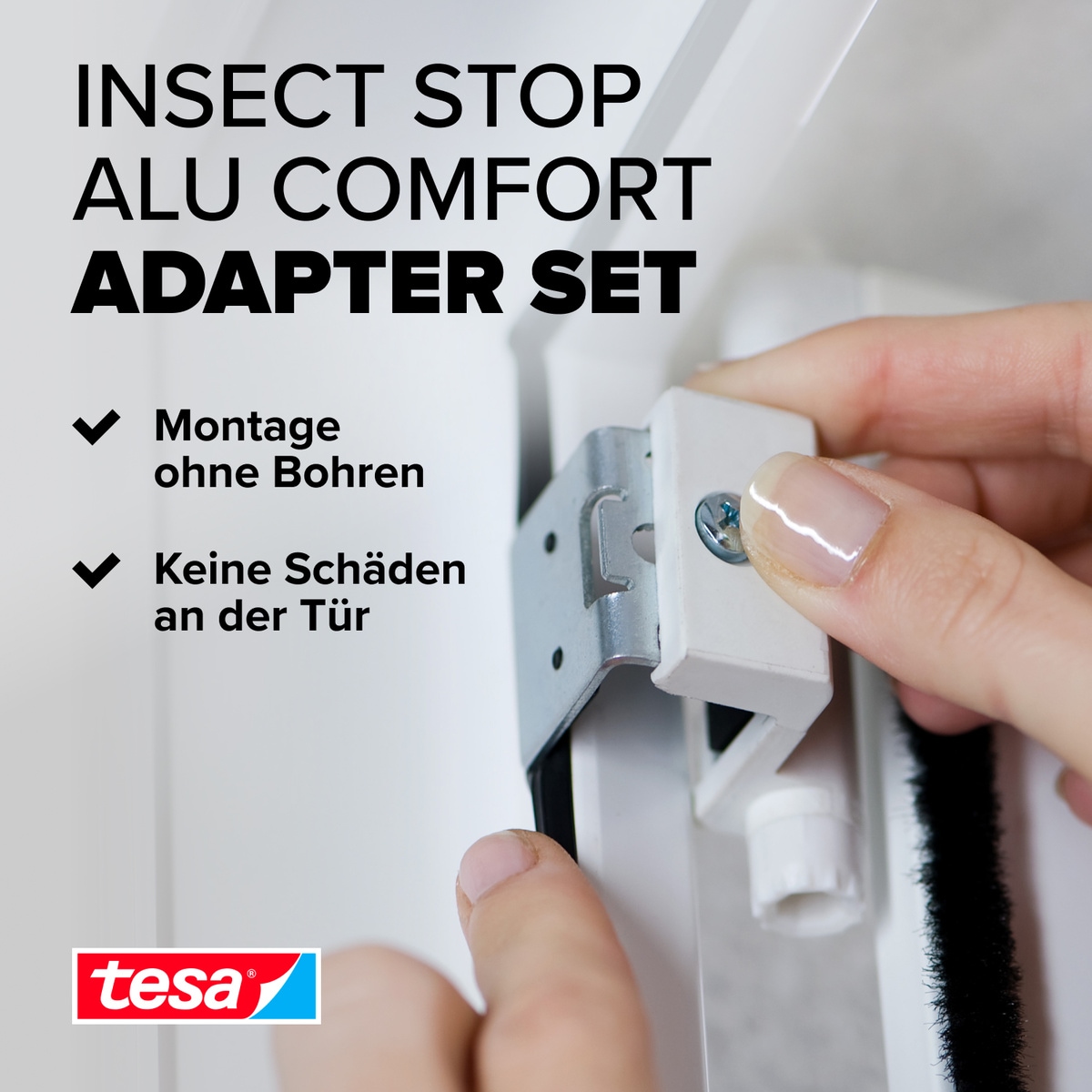 tesa Insektenschutz-Tür »Insect Stop Falt Adapter für ALU Comfort Fliegengitter - Adapter-Set«, zur Montage von Insektenschutz an Balkontür / Terrassentür