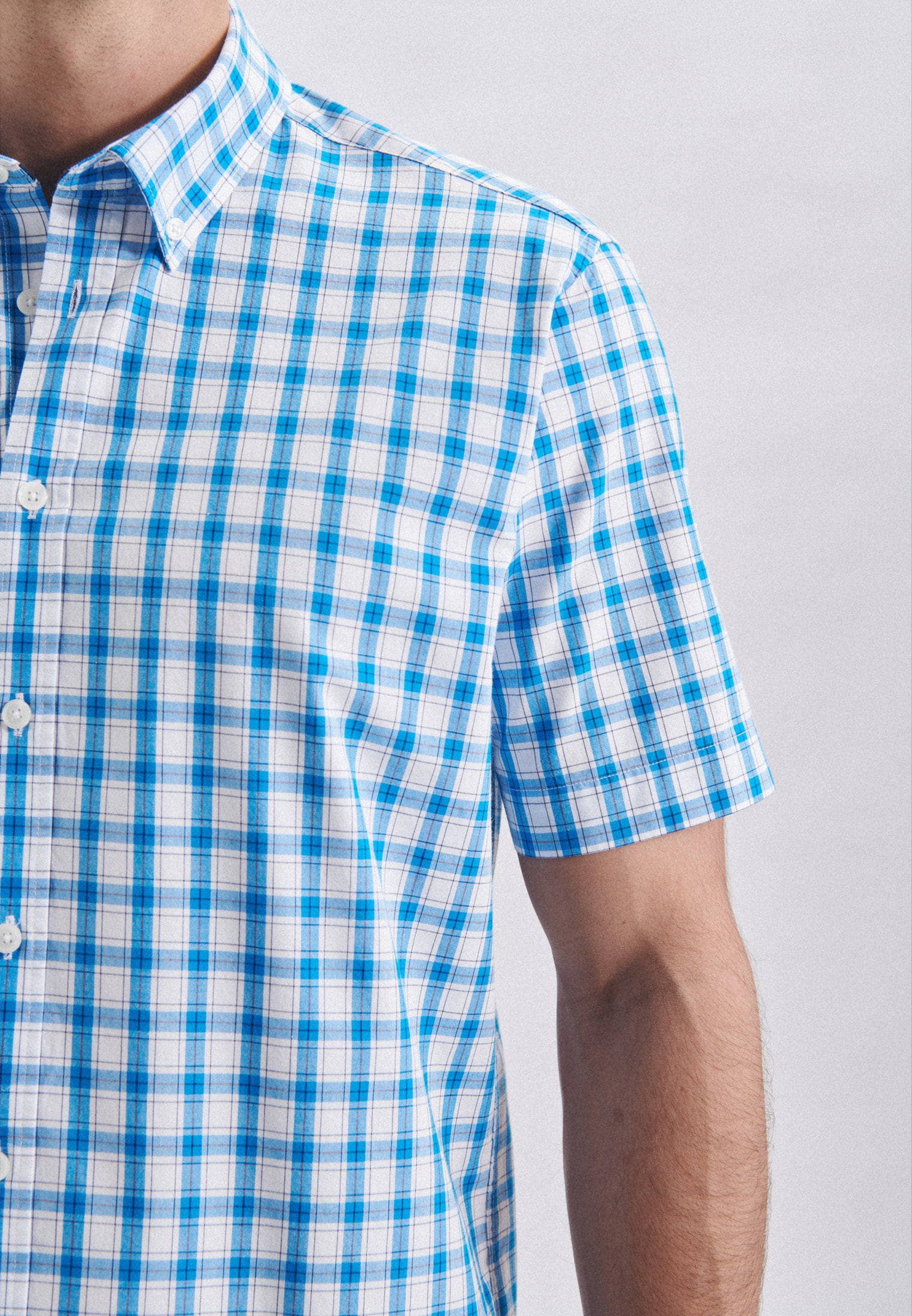 seidensticker Businesshemd »Schwarze Rose«, Regular Kurzarm Button-Down-Kragen Karo