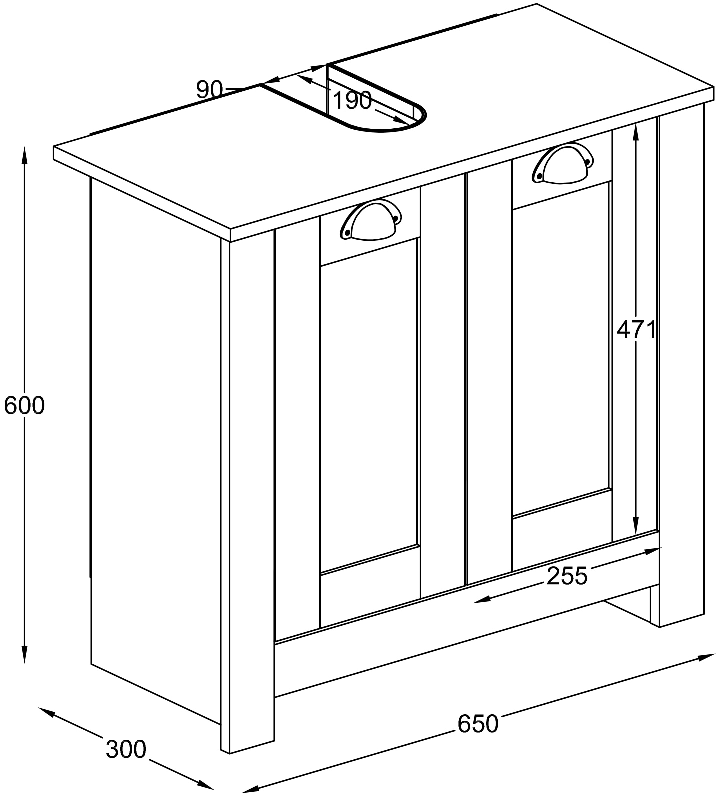VCM Waschbeckenschrank »Holz Badmöbel Badunterschrank Schrank Balusa M« 1 Stk. tlg.