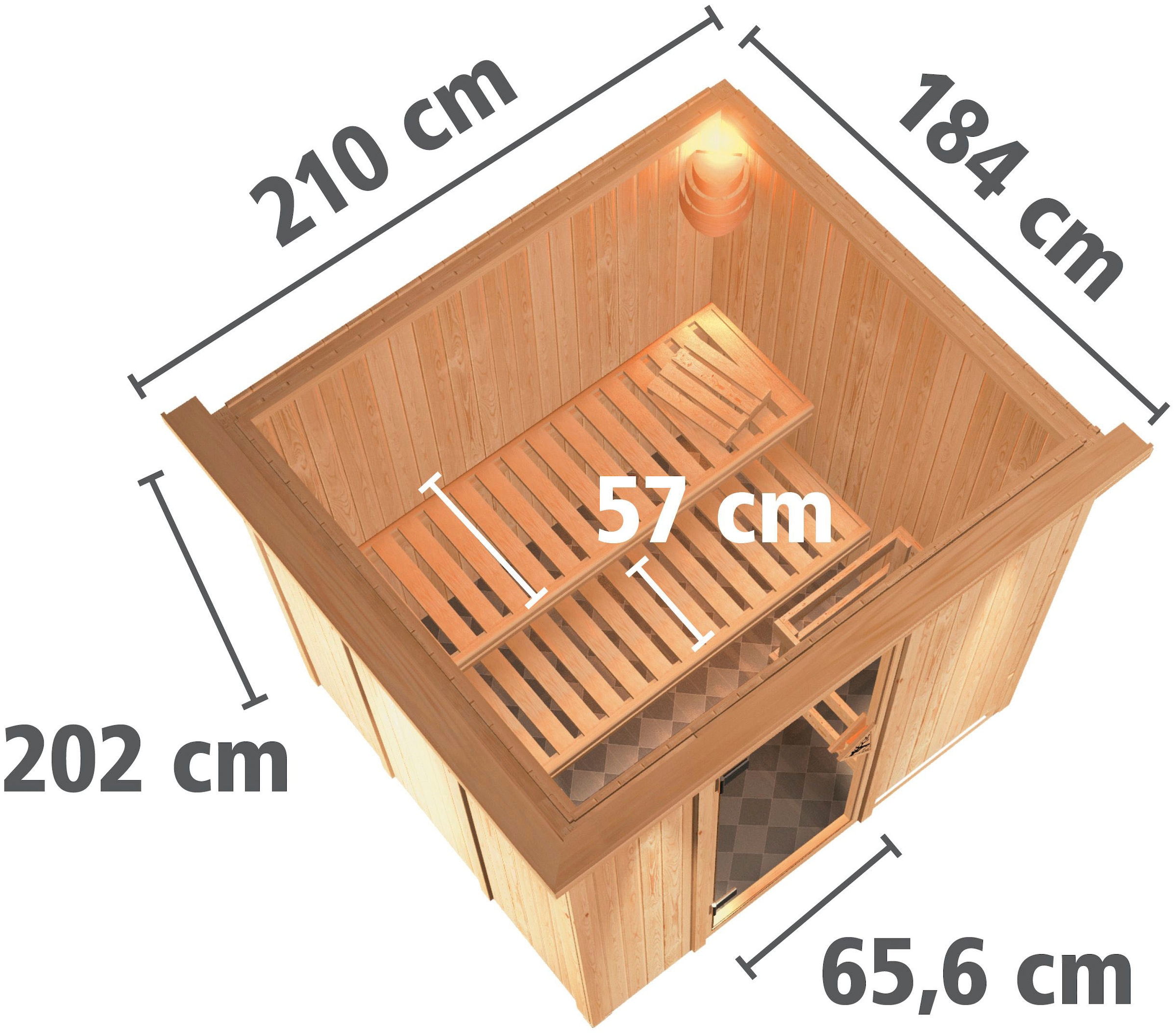 Karibu Sauna »Sodin« Set,  Ofen 9 KW externe Strg easy