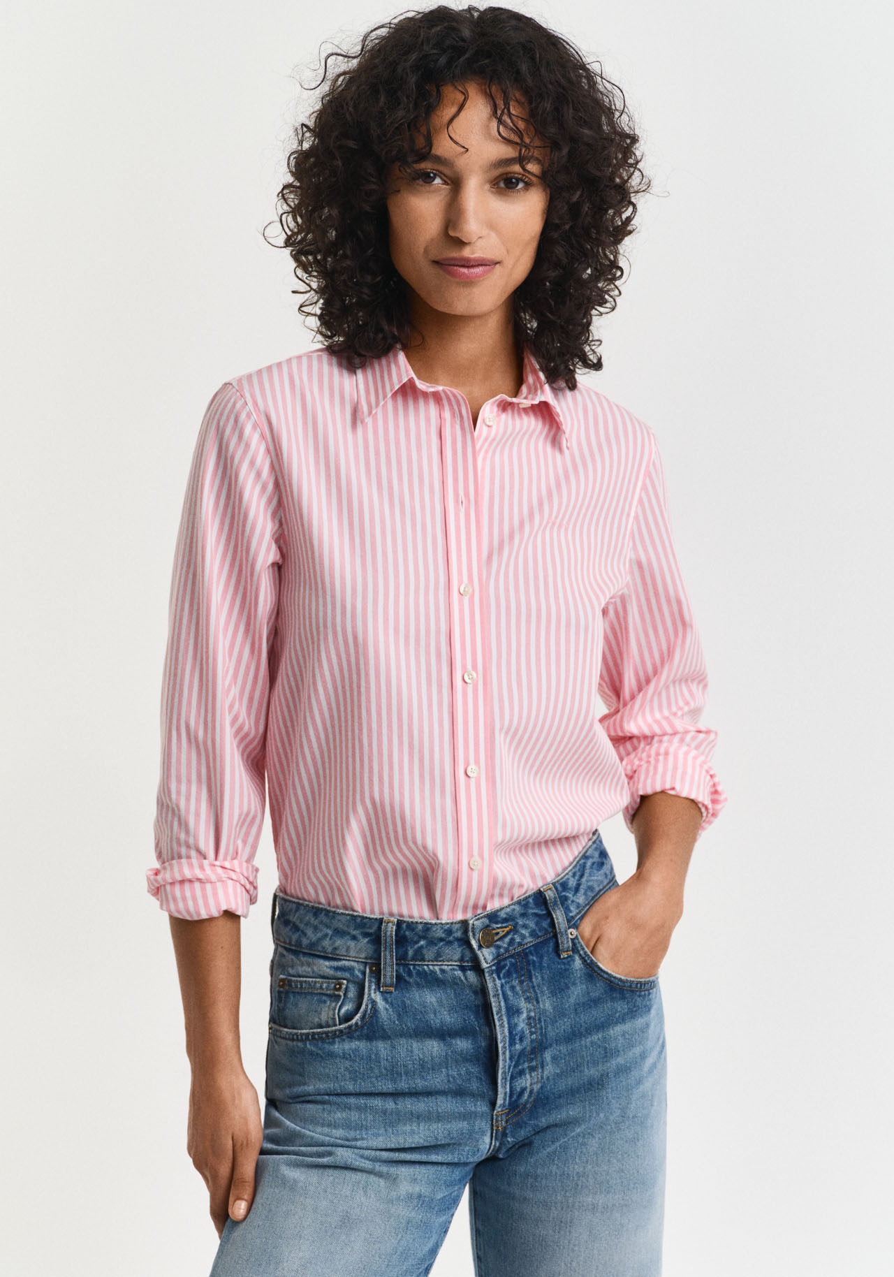 Gant Hemdbluse »REG POPLIN STRIPED SHIRT«, mit einer kleinen Logostickerei auf der Brust