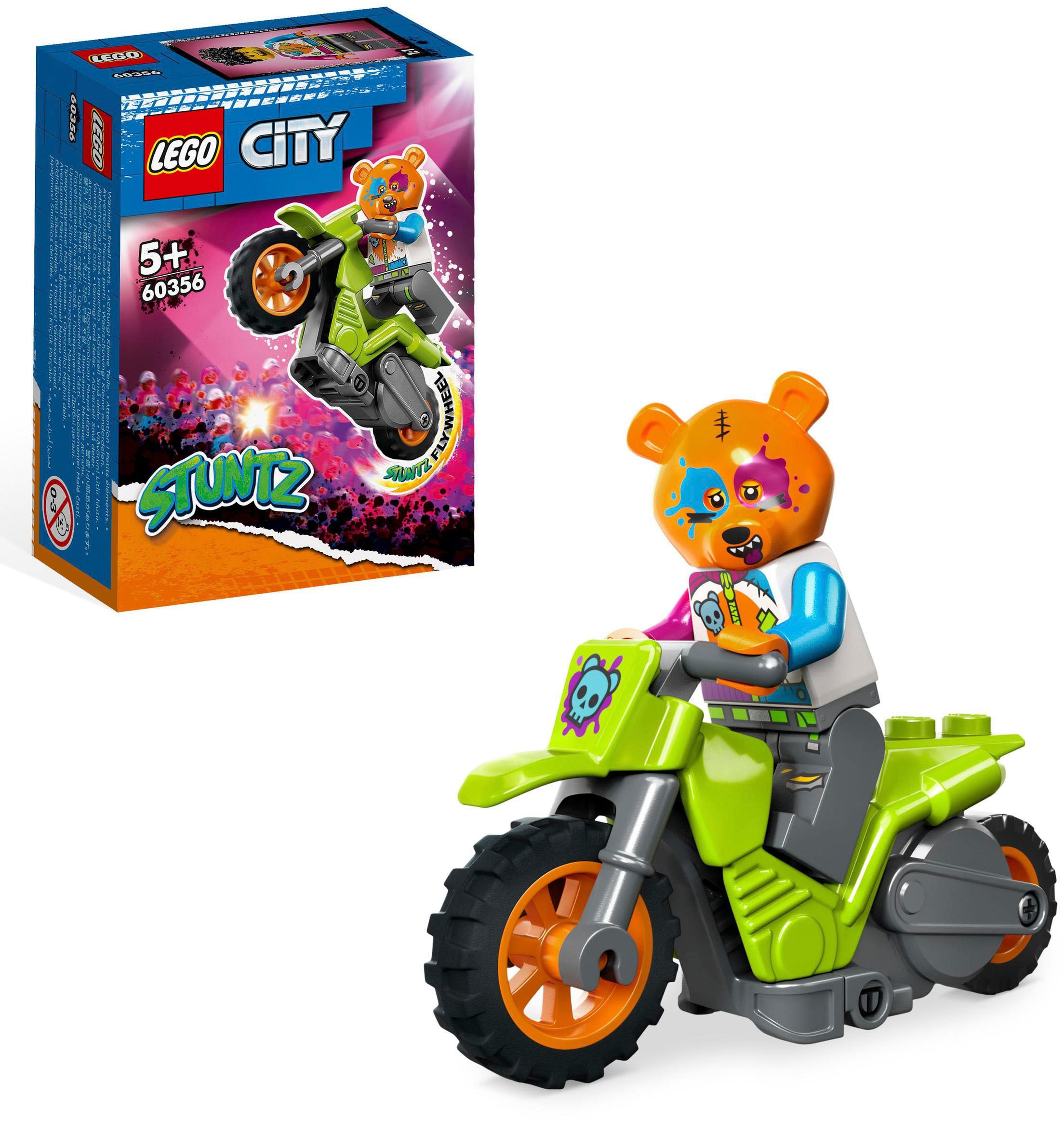 Konstruktionsspielsteine »Bären-Stuntbike (60356), LEGO® City«, (10 St.), Made in Europe