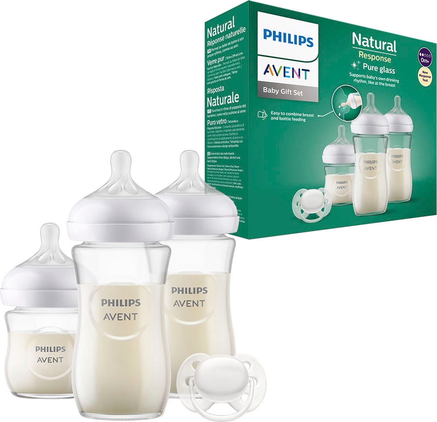 Philips AVENT Babyflasche »Natural Response Starter-Set Glas für Neugeborene  SCD878/11«, 3 Flaschen aus Glas und ultra soft Schnuller im OTTO Online Shop