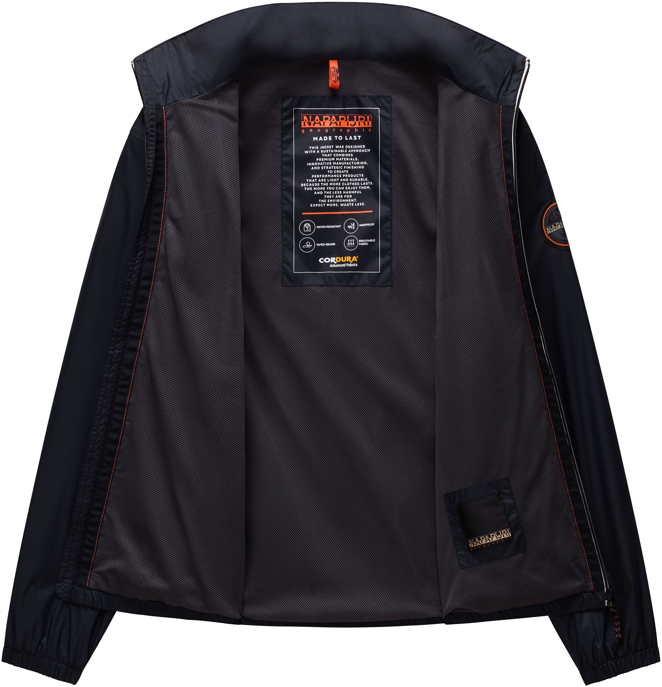 Napapijri Windbreaker »A-CLOUDY 041 BLACK«, mit Kapuze, Mit Markenlabel von Napapijri im Rücken und auf dem Ärmel