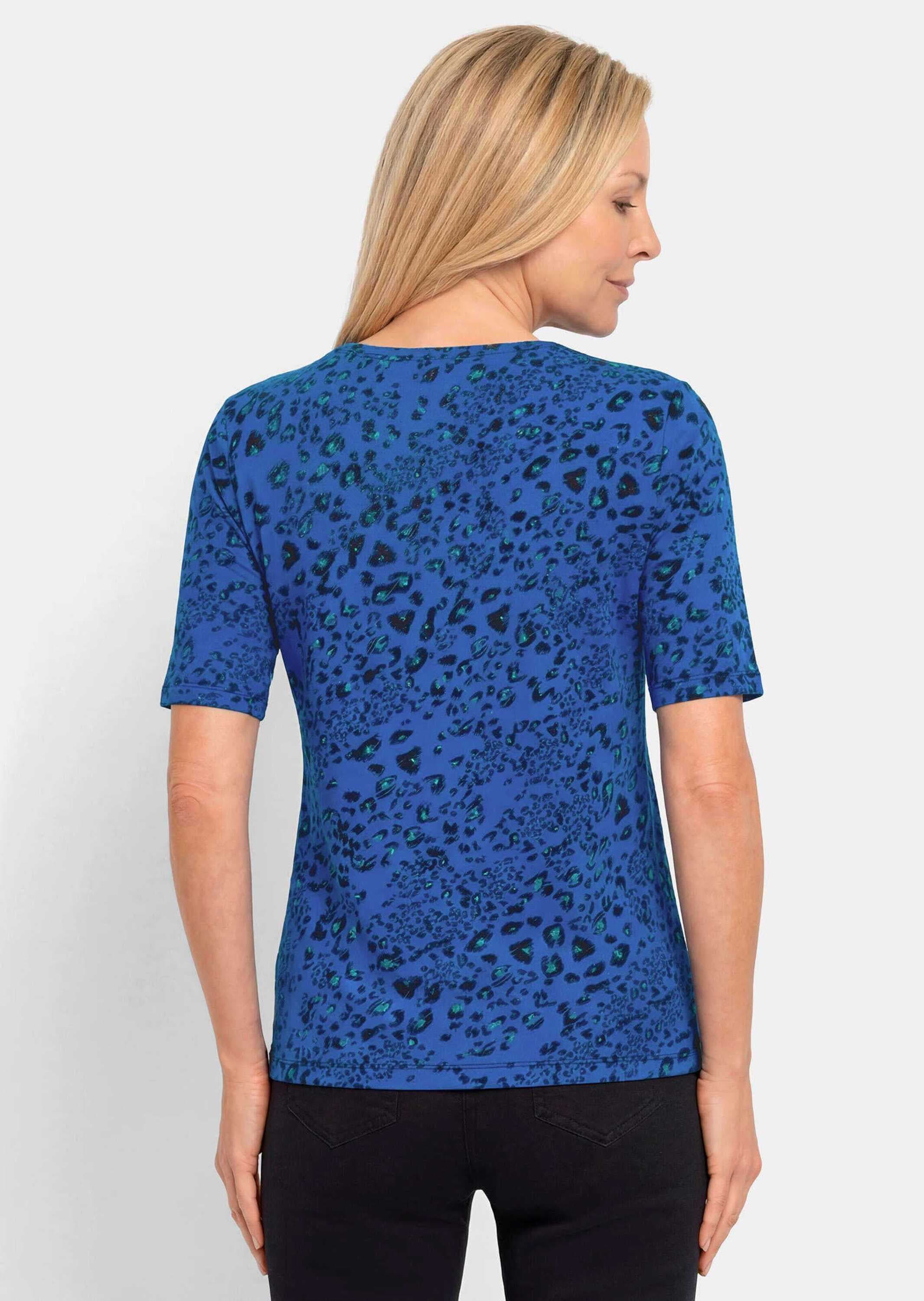 GOLDNER Kurzarmshirt »Viskoseshirt im Leo Look« stretchbequemer Viskosejersey