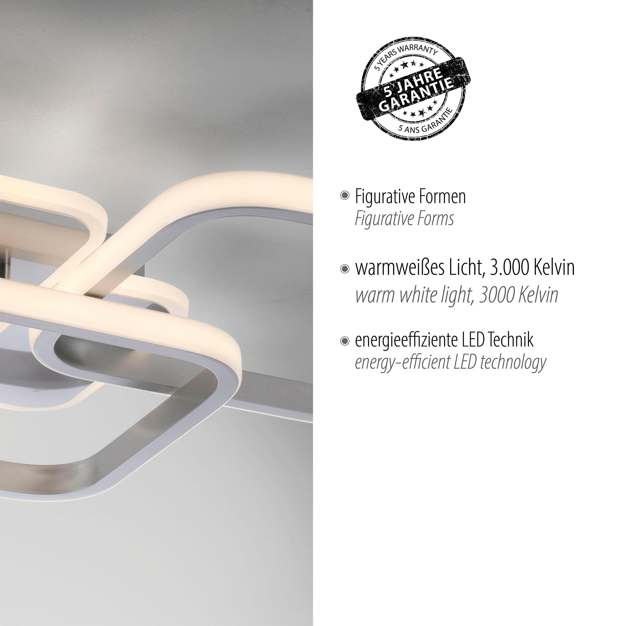 JUST LIGHT Deckenleuchte »SEVENT«, 1 flammig, Leuchtmittel LED-Board | LED fest integriert, LED