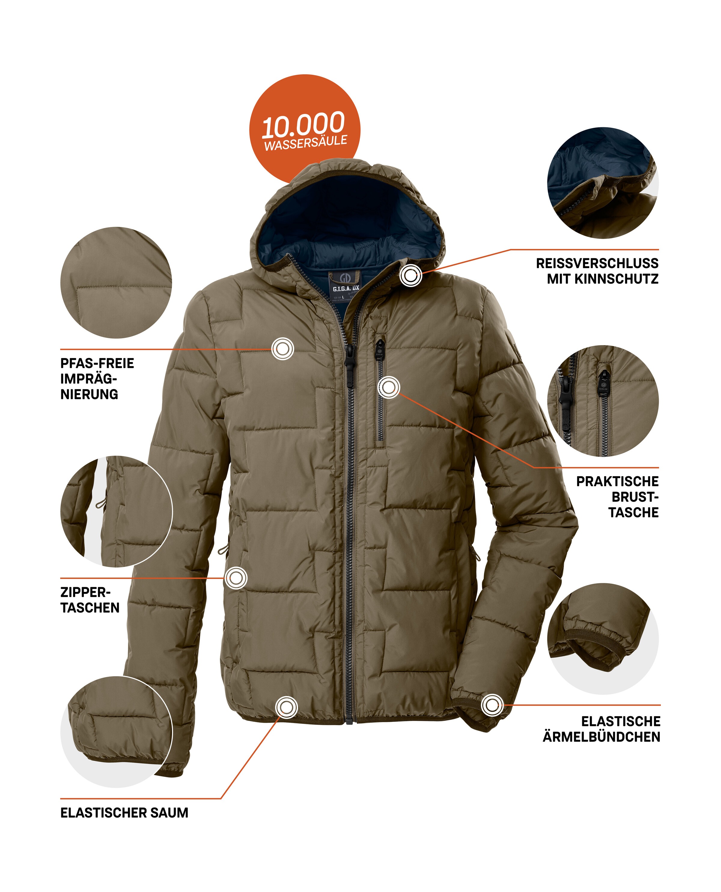 G.I.G.A. DX by killtec Steppjacke »GW 72 MN QLTD JCKT«, Wasserabweisende Herren Steppjacke mit 10.000 mm Wassersäule