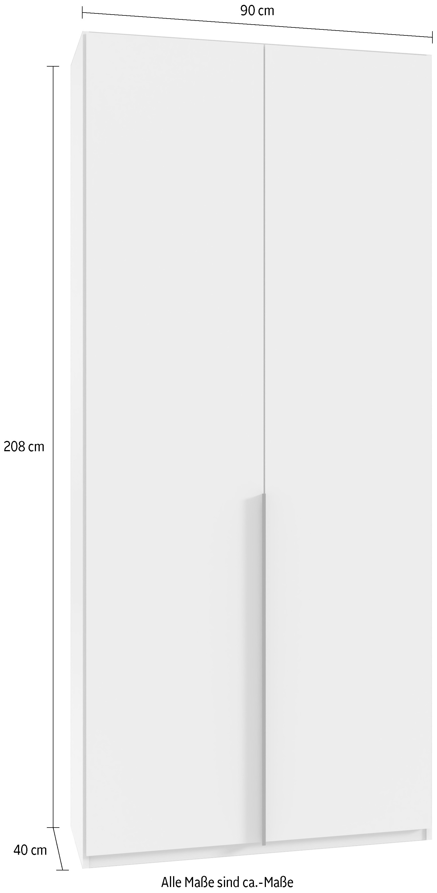 Wimex Kleiderschrank »Mugano,in 8 Breiten,3 Höhen,2 Tiefen, viele Farben, Made in Germany«, (in Basic oder Premium Ausstattung mit 2 weiteren Einlegeböden), mit langen oder kurzen Griffen aus Metall, mit oder ohne Spiegel
