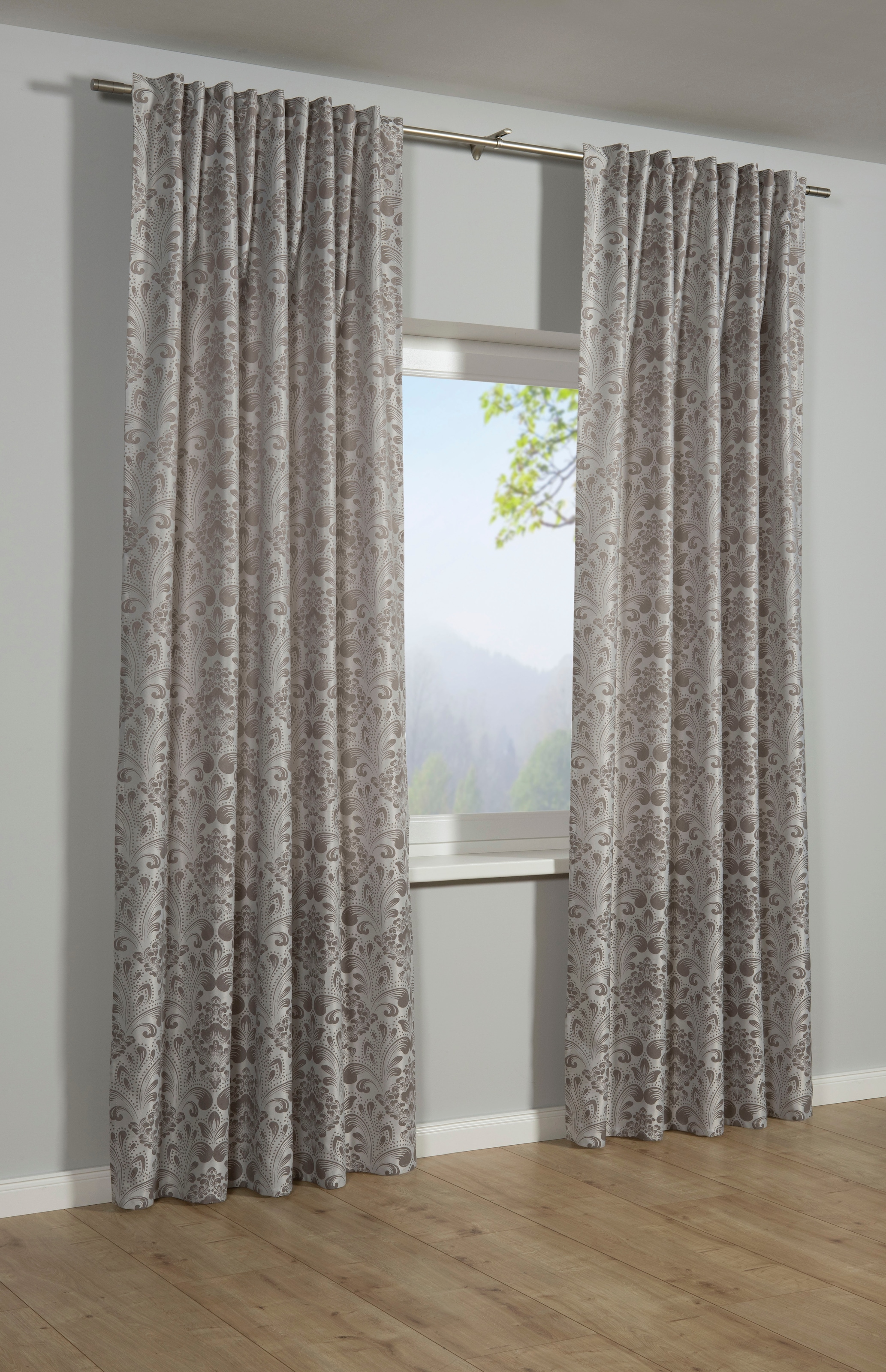Sehlbach Gardine »Schal Jacquard Ornamente« Schlaufen 1 Stk. tlg. mit Gardinenband und verdeckten Schlaufen