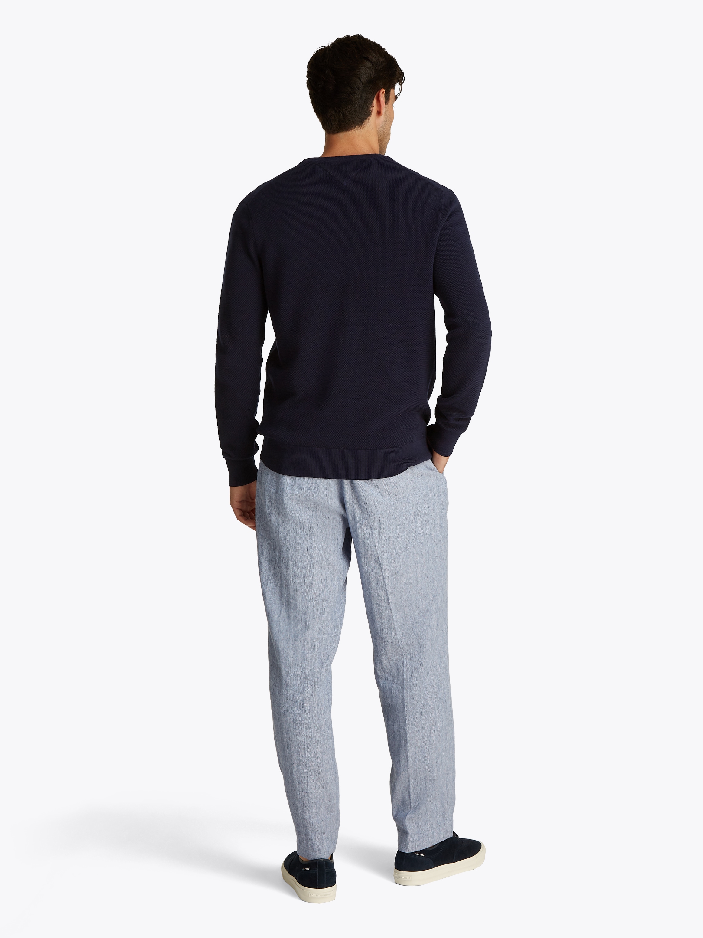 Tommy Hilfiger Rundhalspullover »ESSENTIAL STRUCTURE CREW NECK mit Struktur und Label«, unifarben, casual, regular fit, Baumwolle, Rundhals