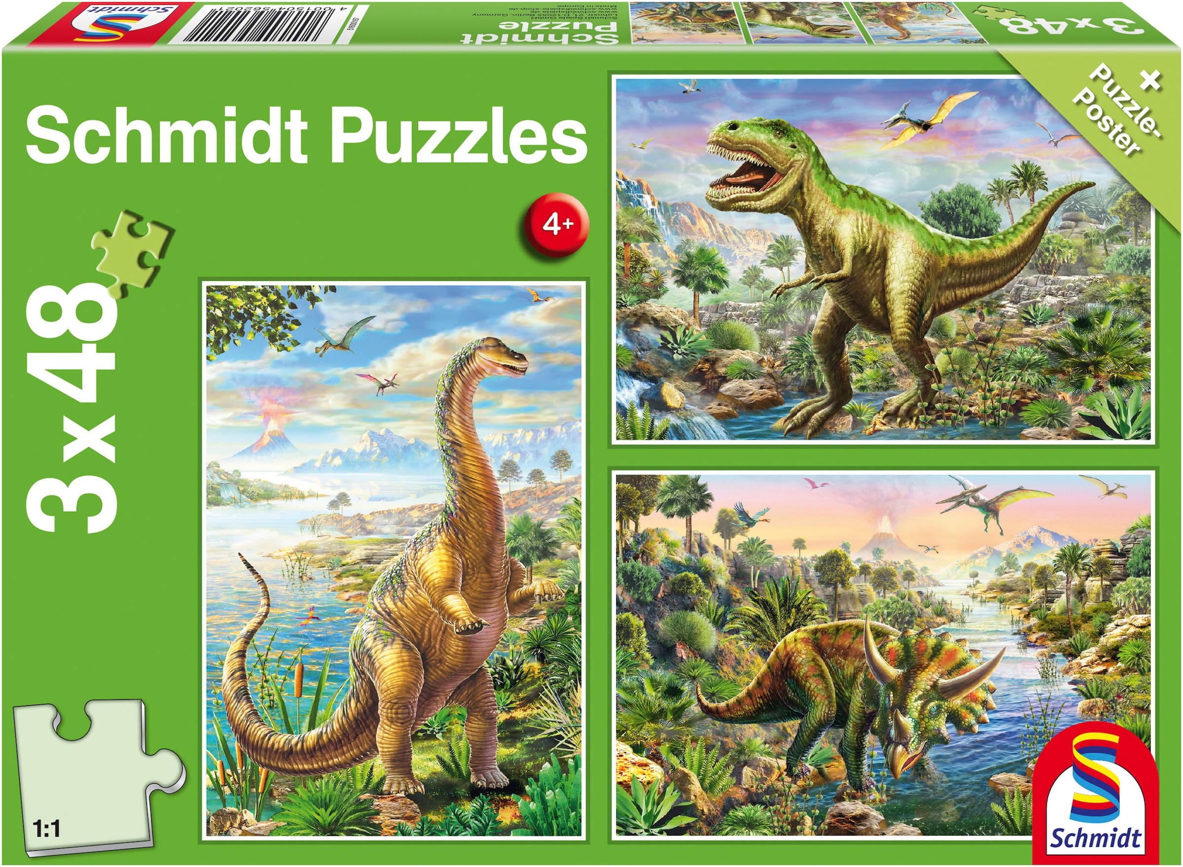 Puzzle »Abenteuer mit den Dinos«, (144 tlg.), 3x48 Teile