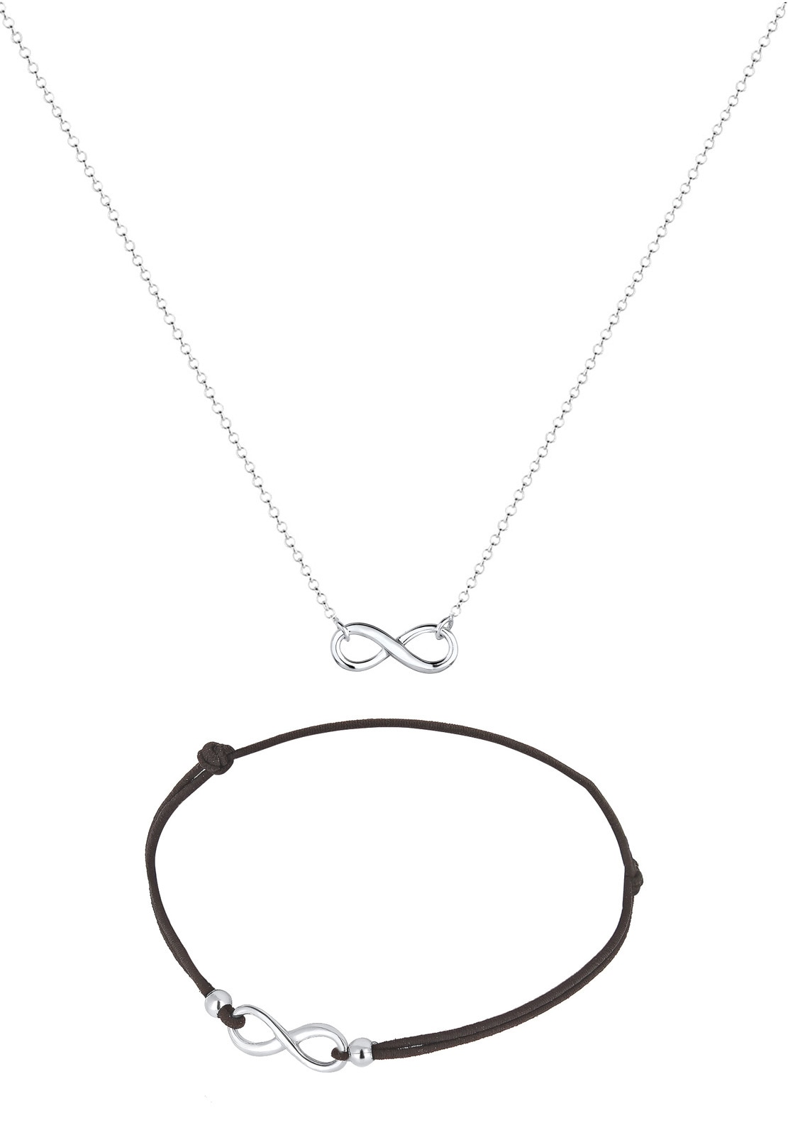 Elli Ohrring und Ketten Set »Schmuckset Infinity Unendlichkeit 925 Sterling Silber«