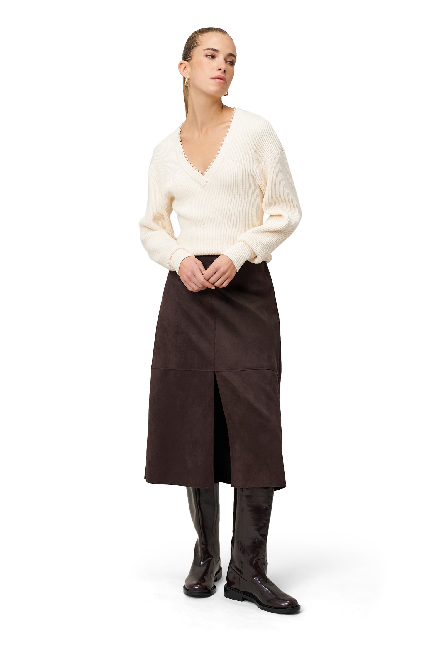 Zero Rundhalspullover »Pullover mit Perlen«