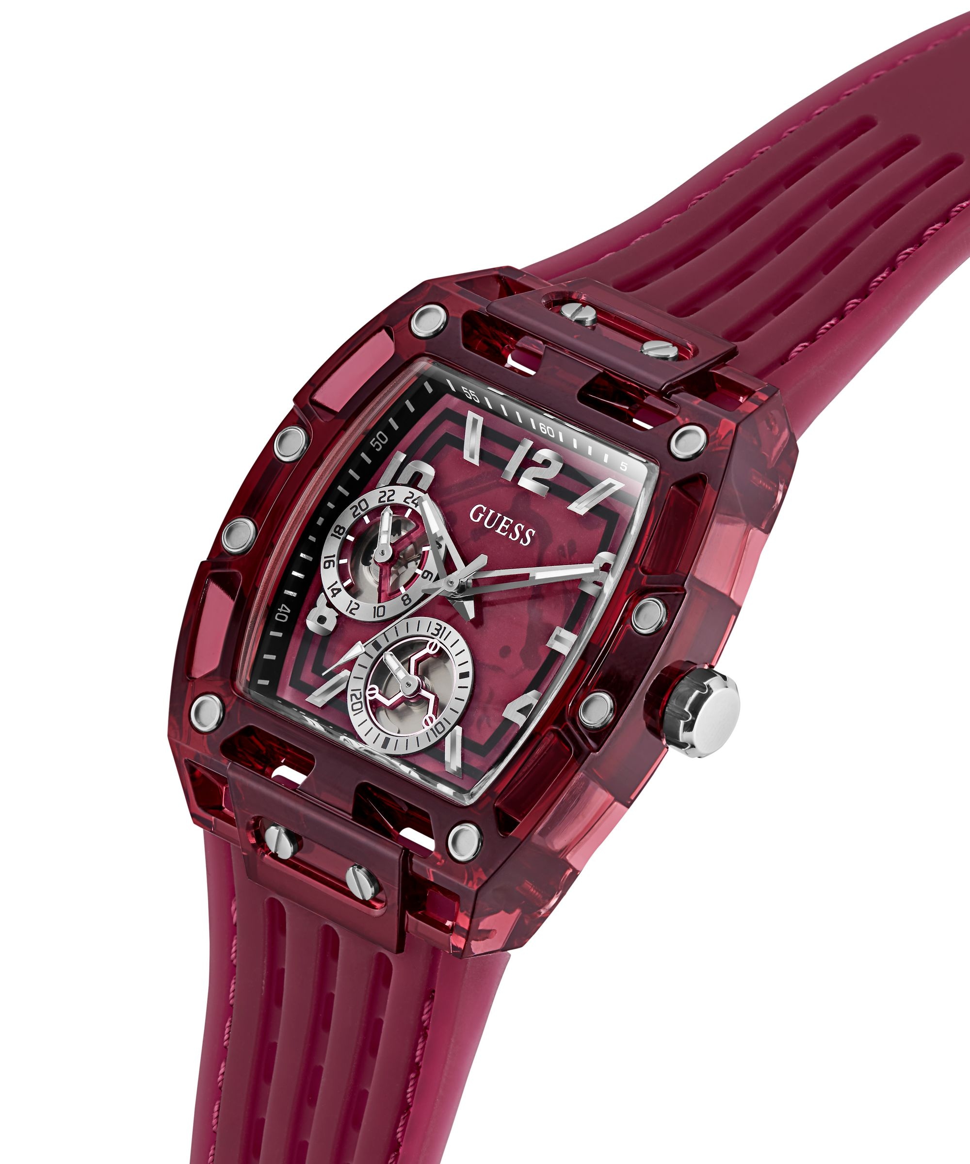 Guess Multifunktionsuhr »PHOENIX« Quarzuhr, Armbanduhr, Herrenuhr, Silikonarmband, analog, Wochentag