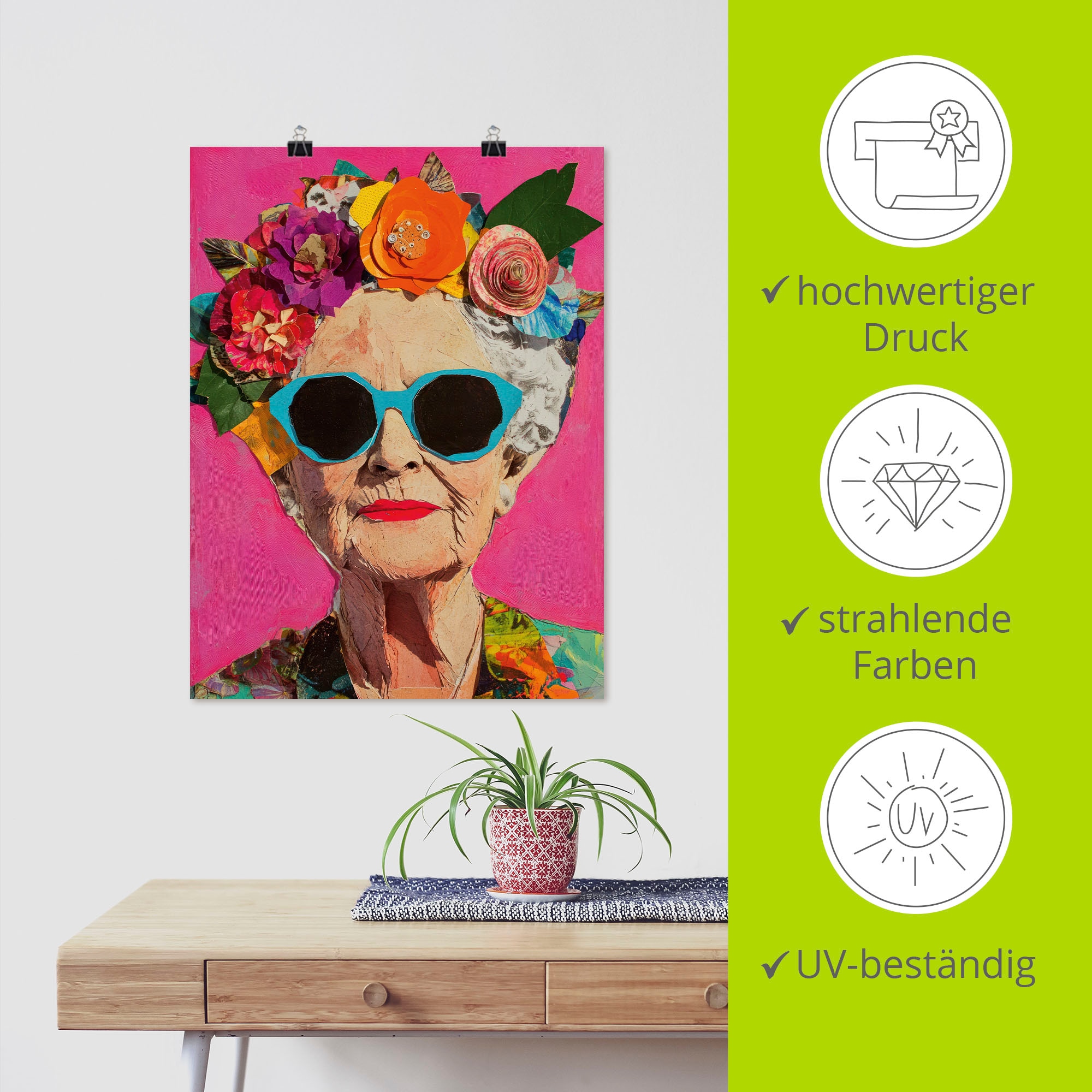 Artland Wandbild »Wild und fabelhaft, Frau mit Blumenkranz« Bilder von Frauen 1 Stk. tlg. als Alubild, Leinwandbild, Poster, Wandaufkleber in verschied. Größen