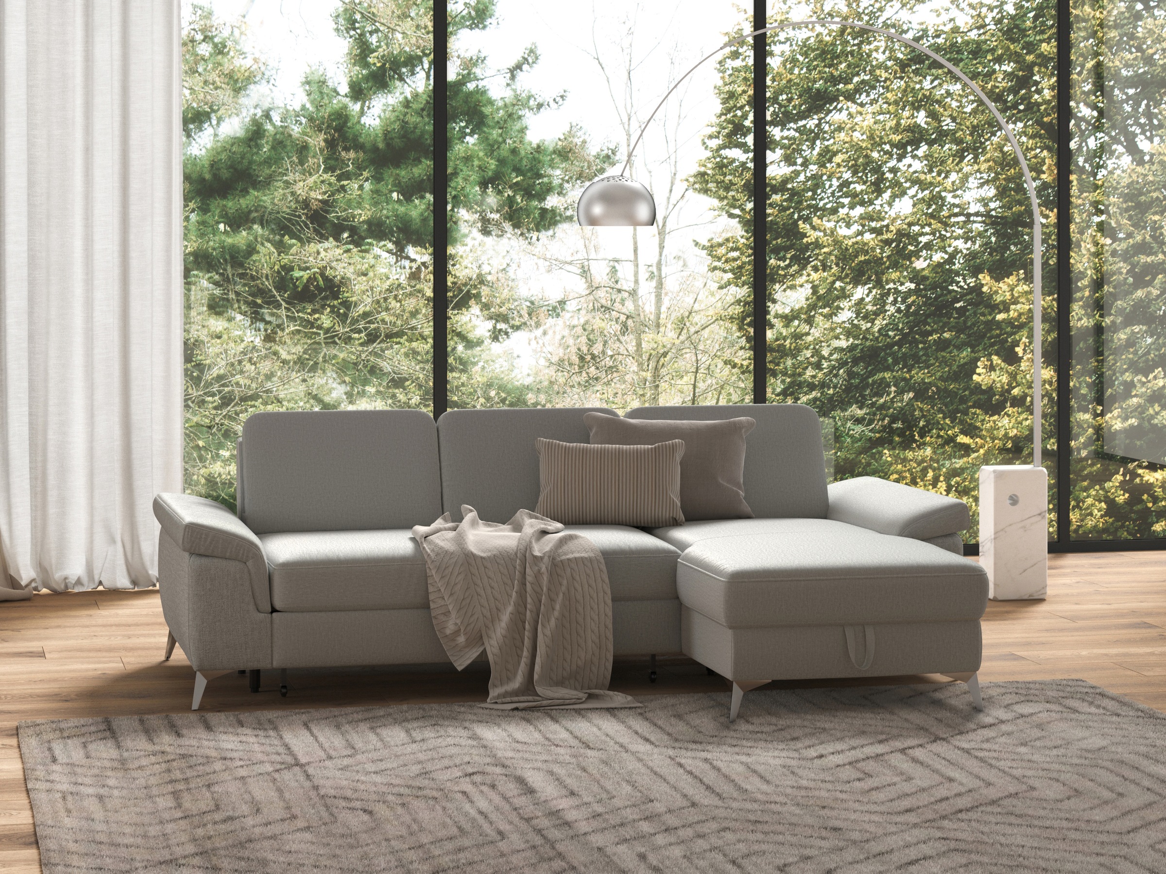 sit&more Ecksofa »Padua L-Form«, inklusive Sitztiefenverstellung, Armteilfunktion und Federkern