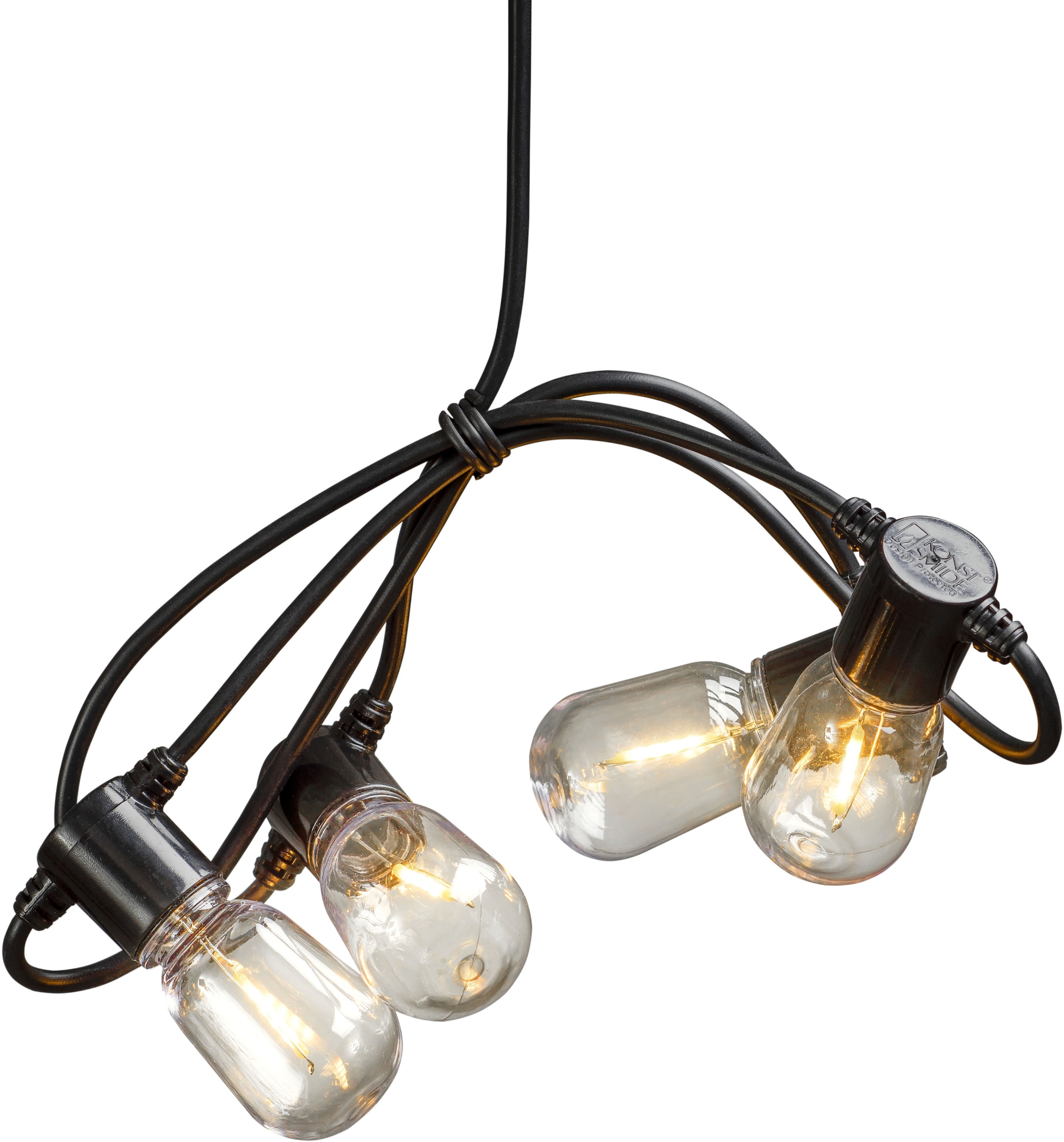 KONSTSMIDE LED-Lichterkette, 20 St.-flammig, LED Biergartenkette, klar, 20 klare Birnen / 40 bernsteinfb. Dioden