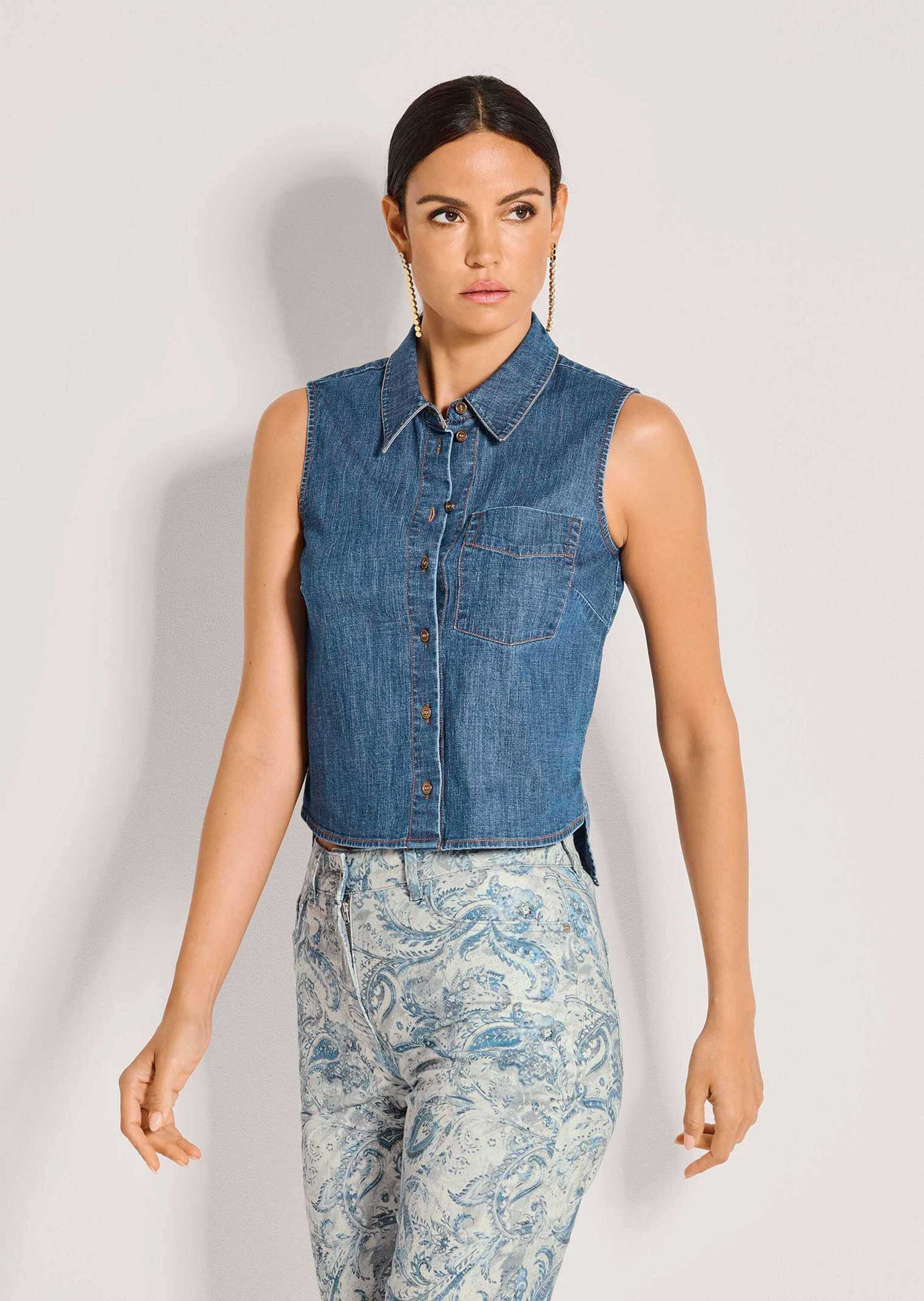 MADELEINE Hemdbluse »Jeansbluse Modernes Denimtop mit Hemdkragen«