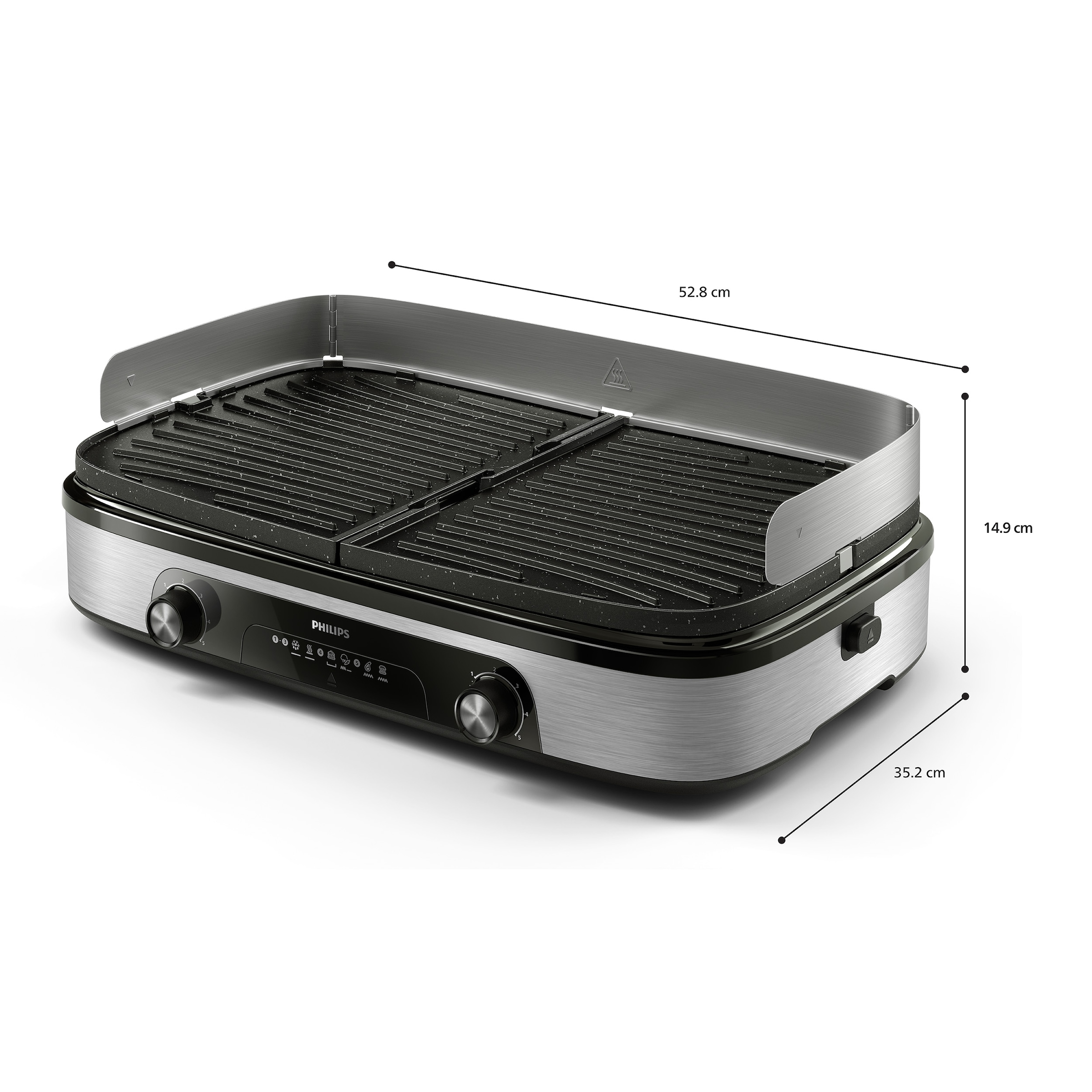 Philips Tischgrill »HD6222/90 5000 Series, 2 Heizzonen, wendbare Platten«, 2400 W, mit einstellbarer Temperatur u. Grillfläche von 1400 cm²