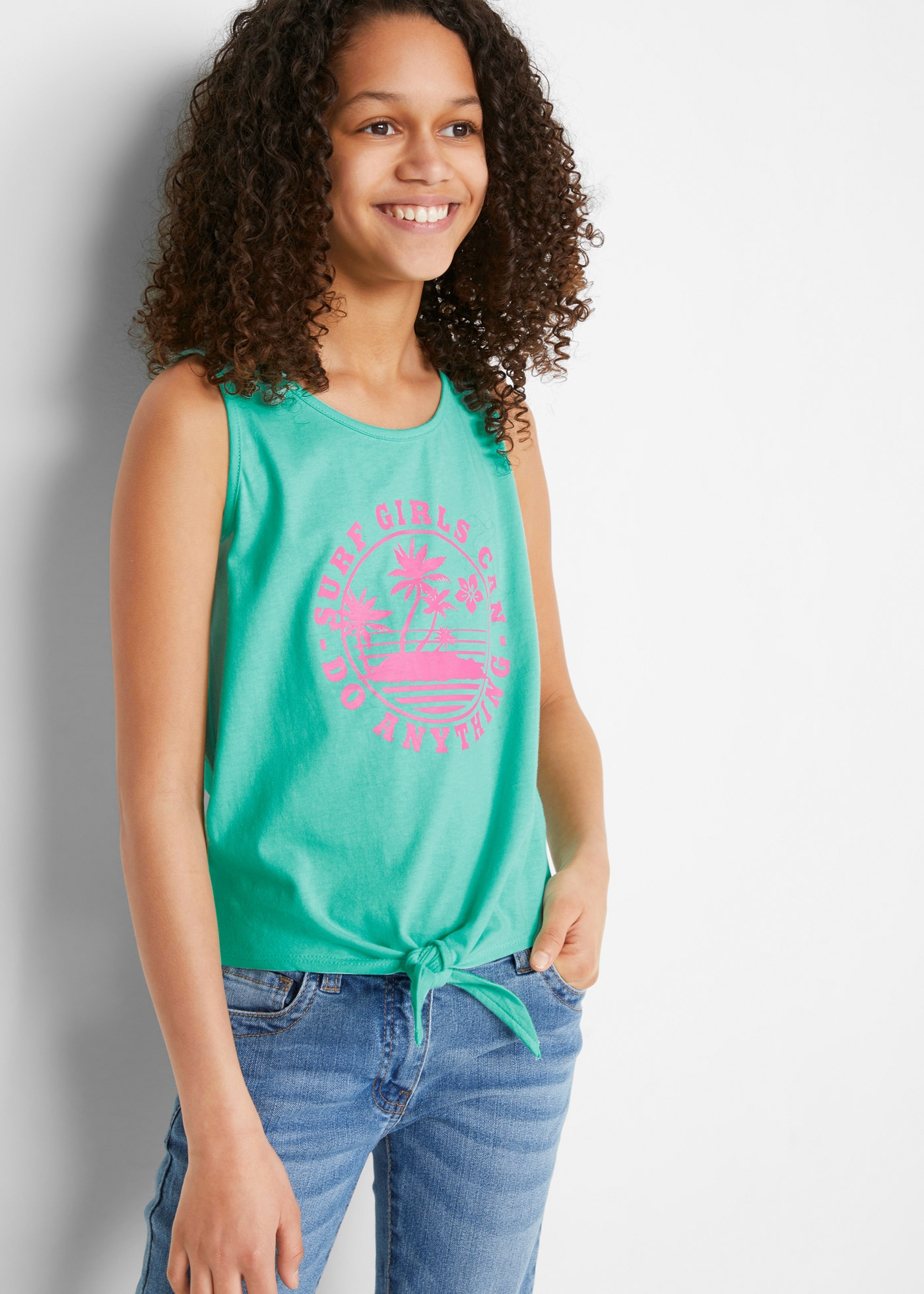 bonprix Shirttop Packung, 2, 2 Stk. Regular Fit, ärmellos, mit Print, aus Baumwolle