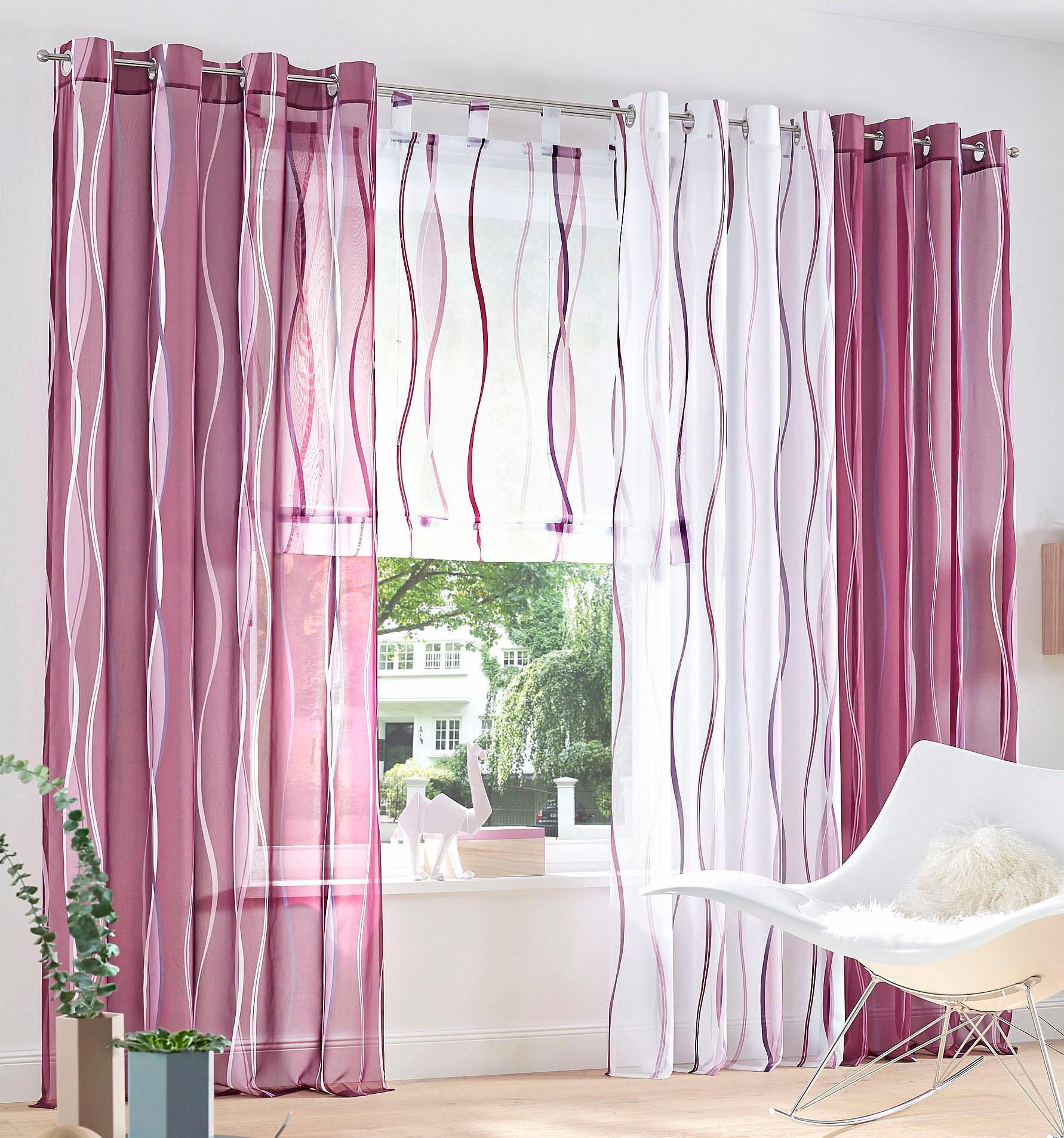 my home im (2 Shop Polyester, transparent, Gardine 2-er Voile, St.), OTTO Online Set, Wellen »Dimona«