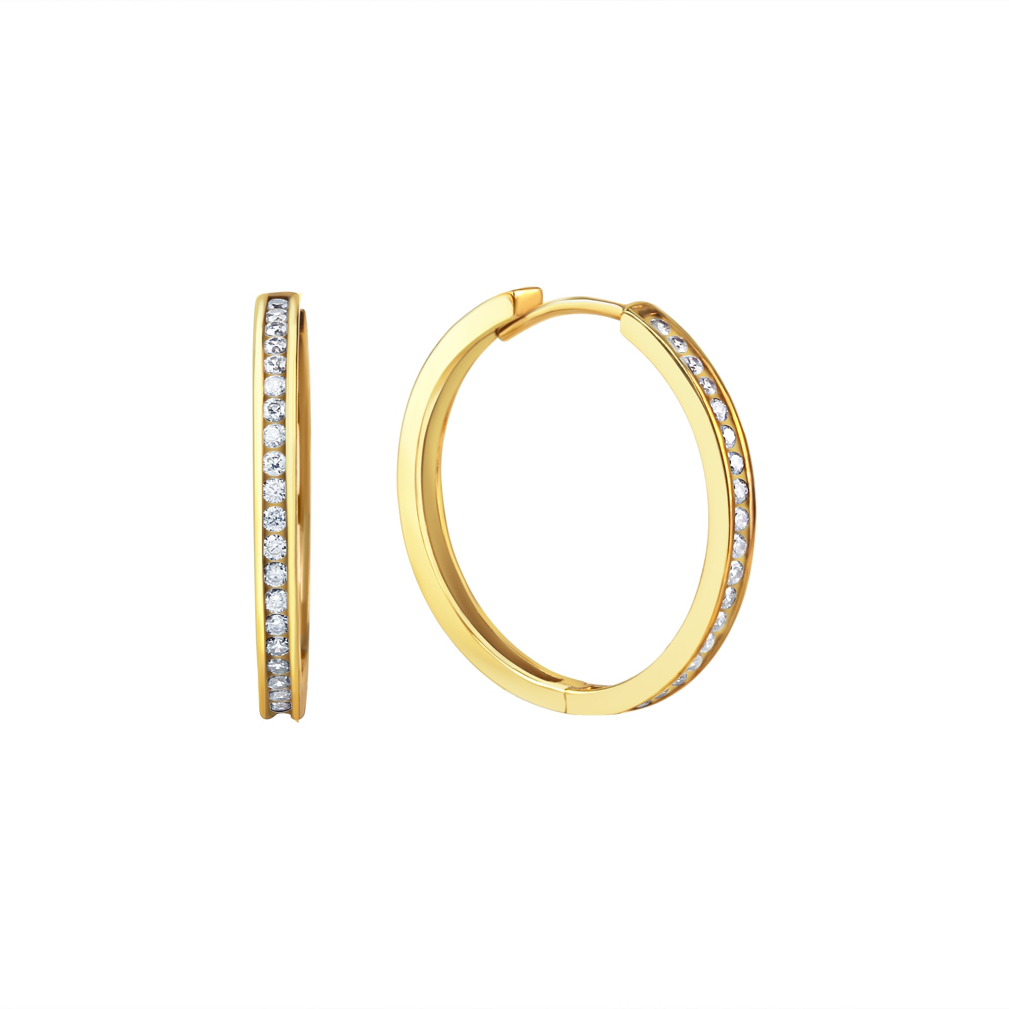 Firetti Paar Creolen »Schmuck Geschenk Gold 375 Ohrschmuck Ohrringe Memoire« mit Zirkonia (synth.)