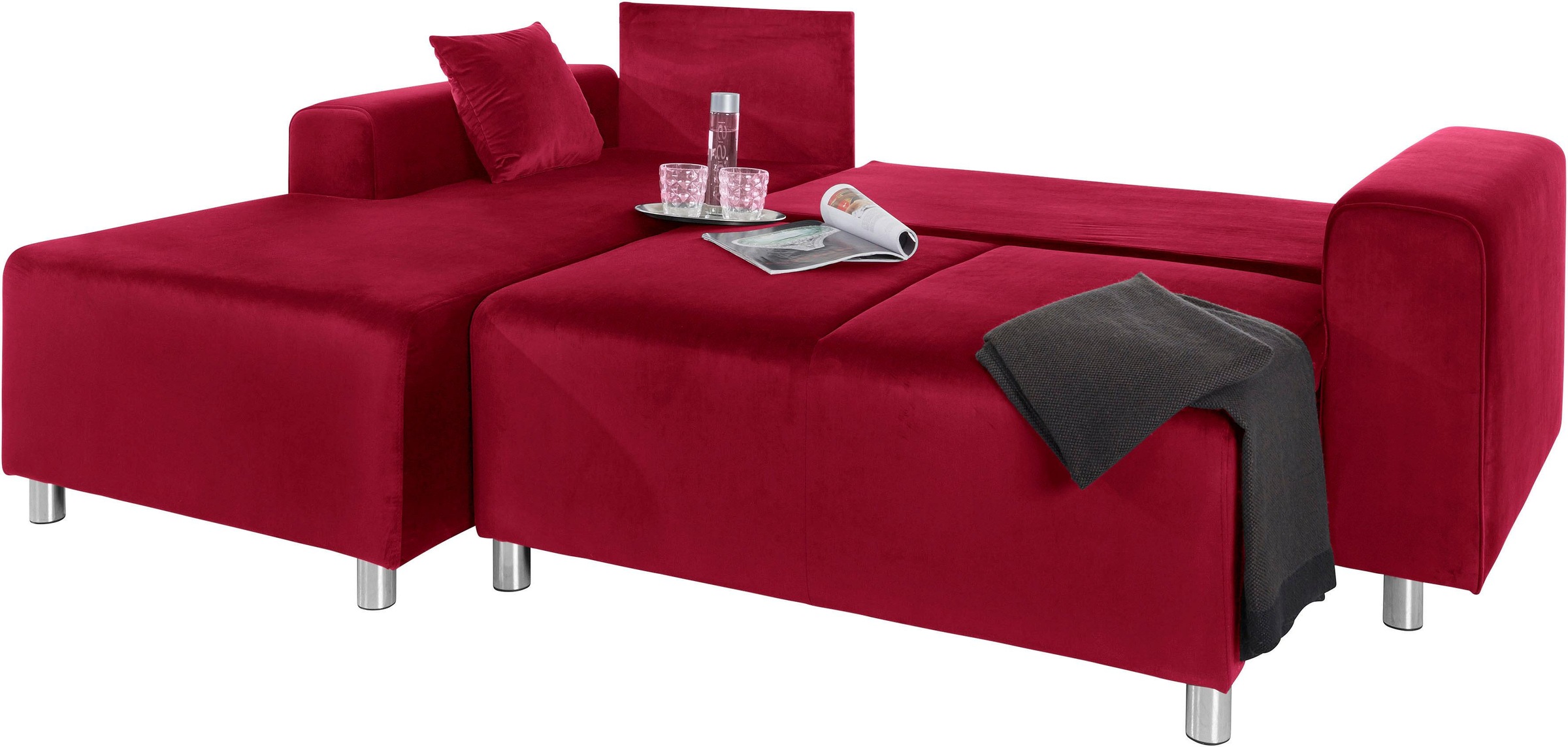Guido Maria Kretschmer Home&Living Ecksofa »Györ«, L-Form, wahlweise mit Bettfunktion und Bettkasten incl. 2 Zierkissen