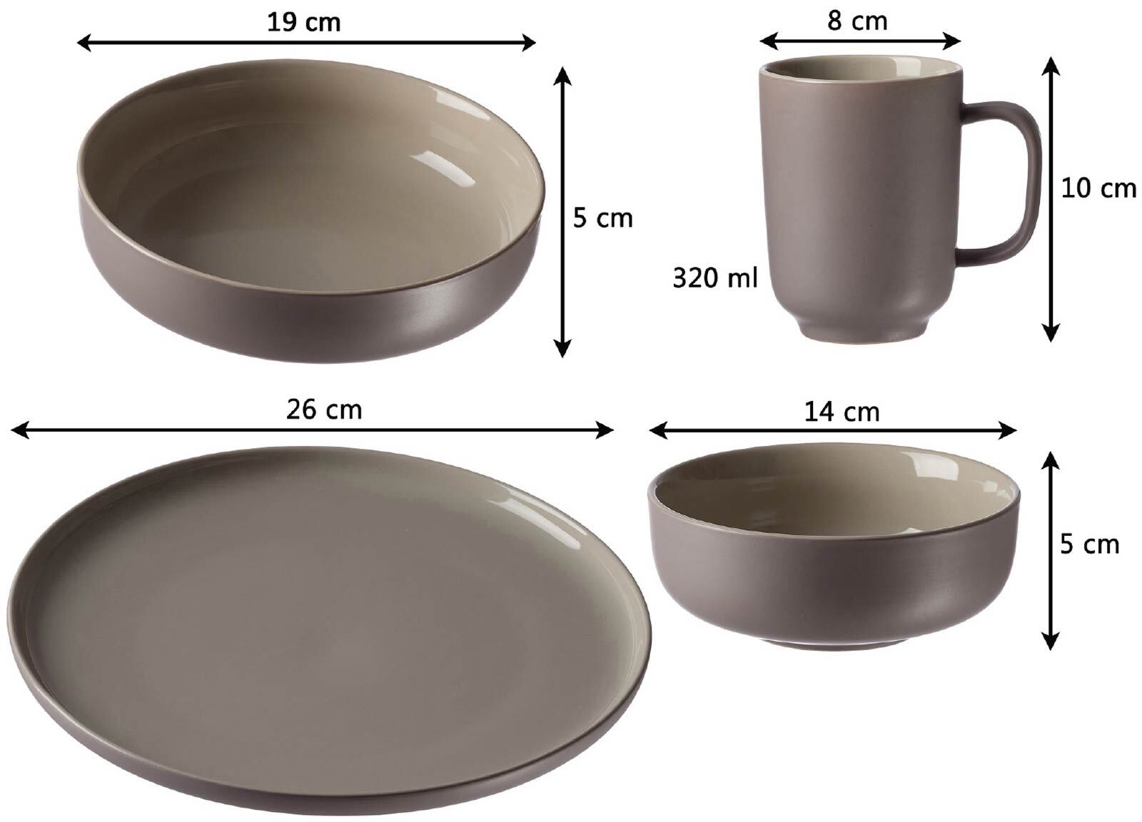 Ritzenhoff & Breker Geschirr-Set »XXL Kombiservice Jasper 32er Set mint-taupe« Spülmaschinengeeignet