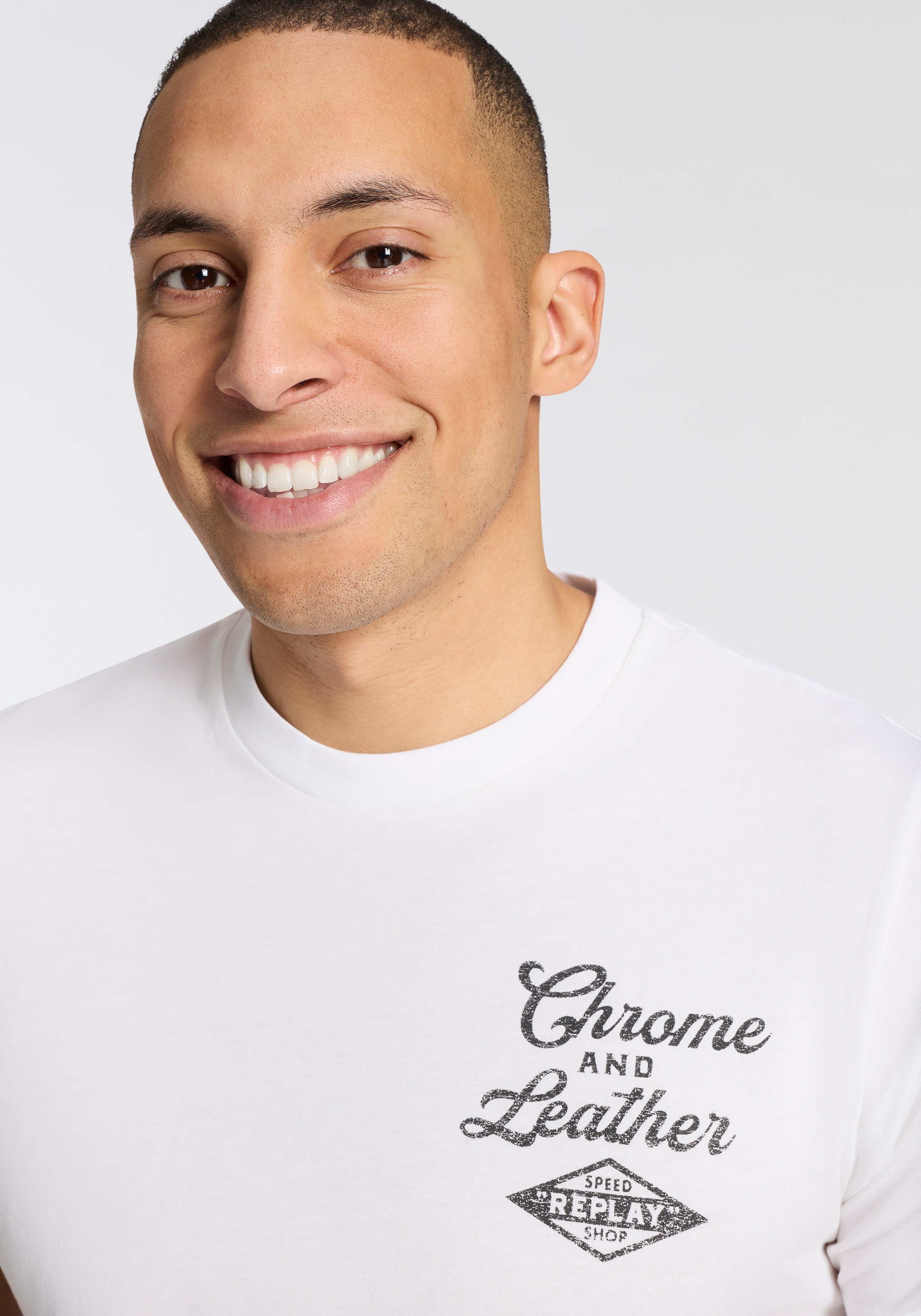 Replay T-Shirt mit Print, Rundhalsausschnitt