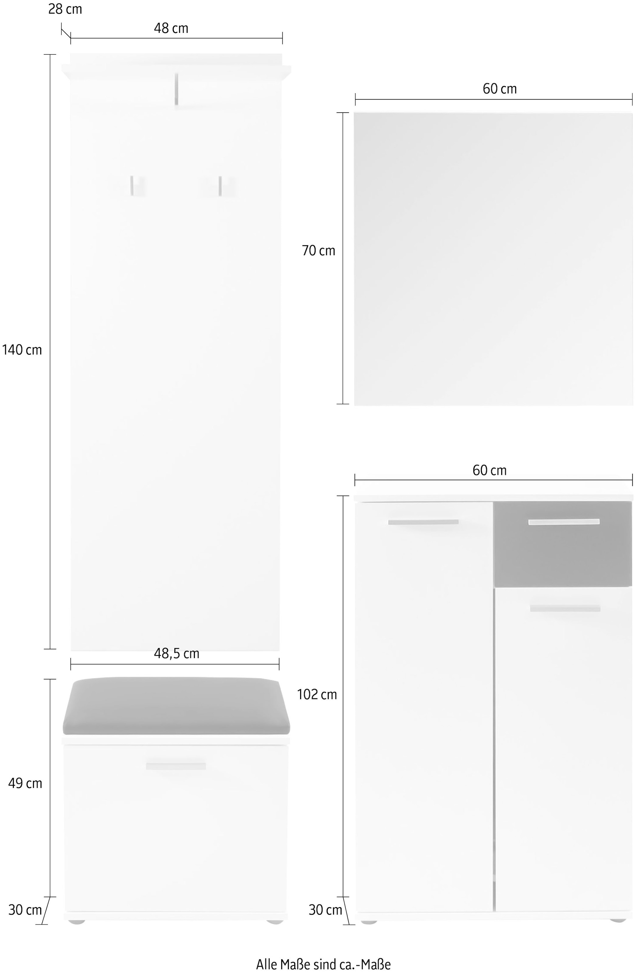 byLIVING Garderoben-Set »Jakob« 4 Stk. tlg.