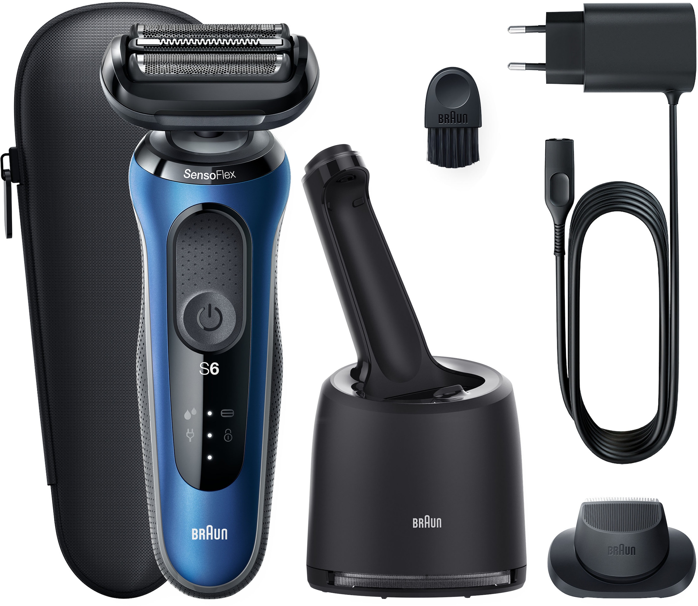 Braun Elektrorasierer »Series 6 61-B7200cc«, Reinigungsstation, 2 St. Aufsätze, SmartClick-Präzisionstrimmer, SensoFlex, Wet&Dry
