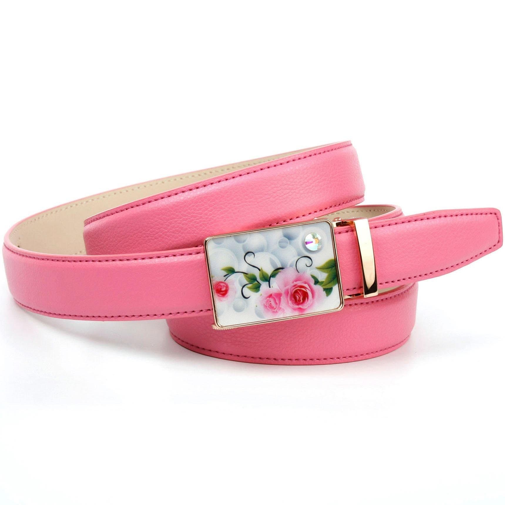 Anthoni Crown Damen Ledergürtel in rot mit Sommerfeeling in rot, Größe 100