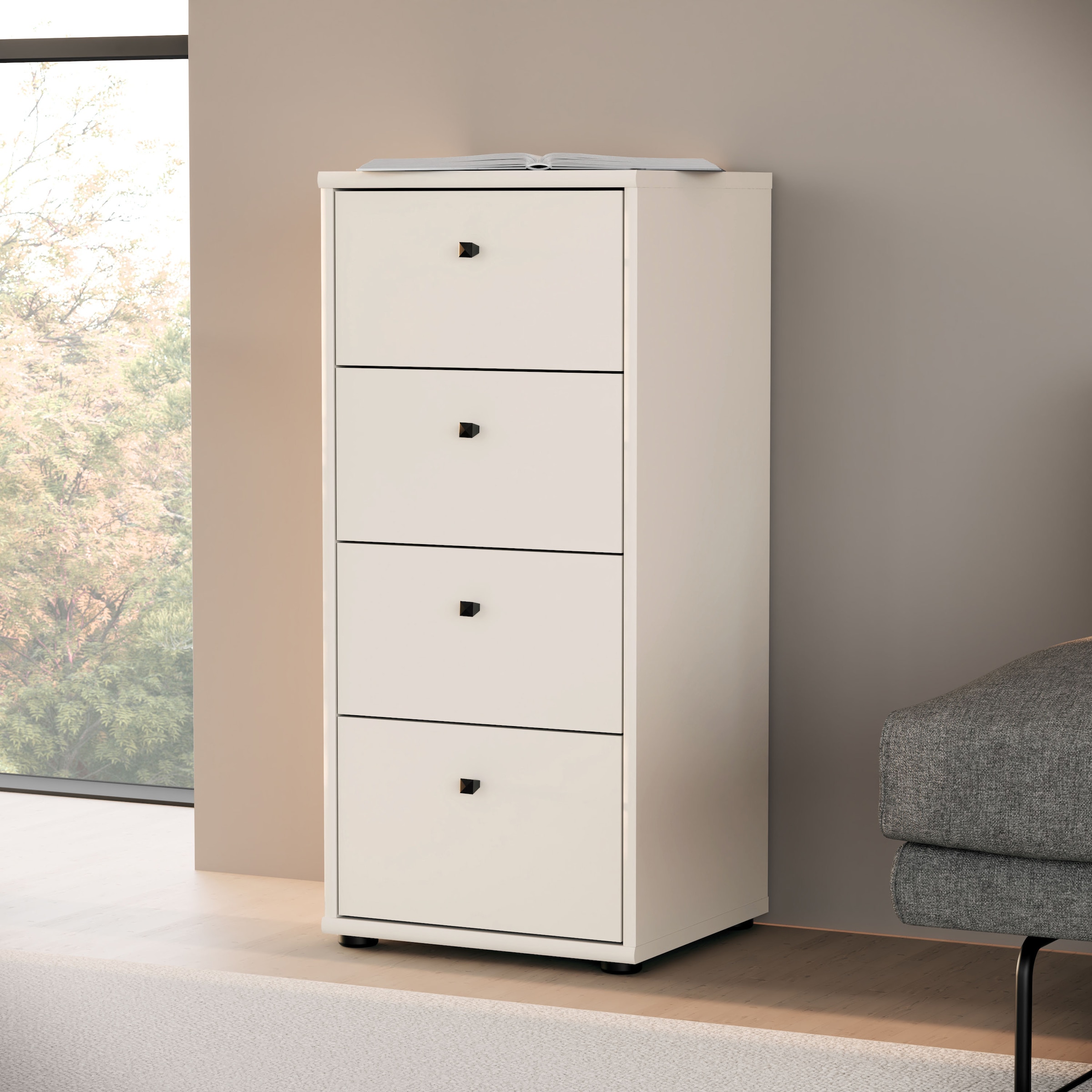 FORTE Kommode »Tempra, Kommode, 4 Schubkästen , Höhe 85,5 cm« Breite 38,6 cm