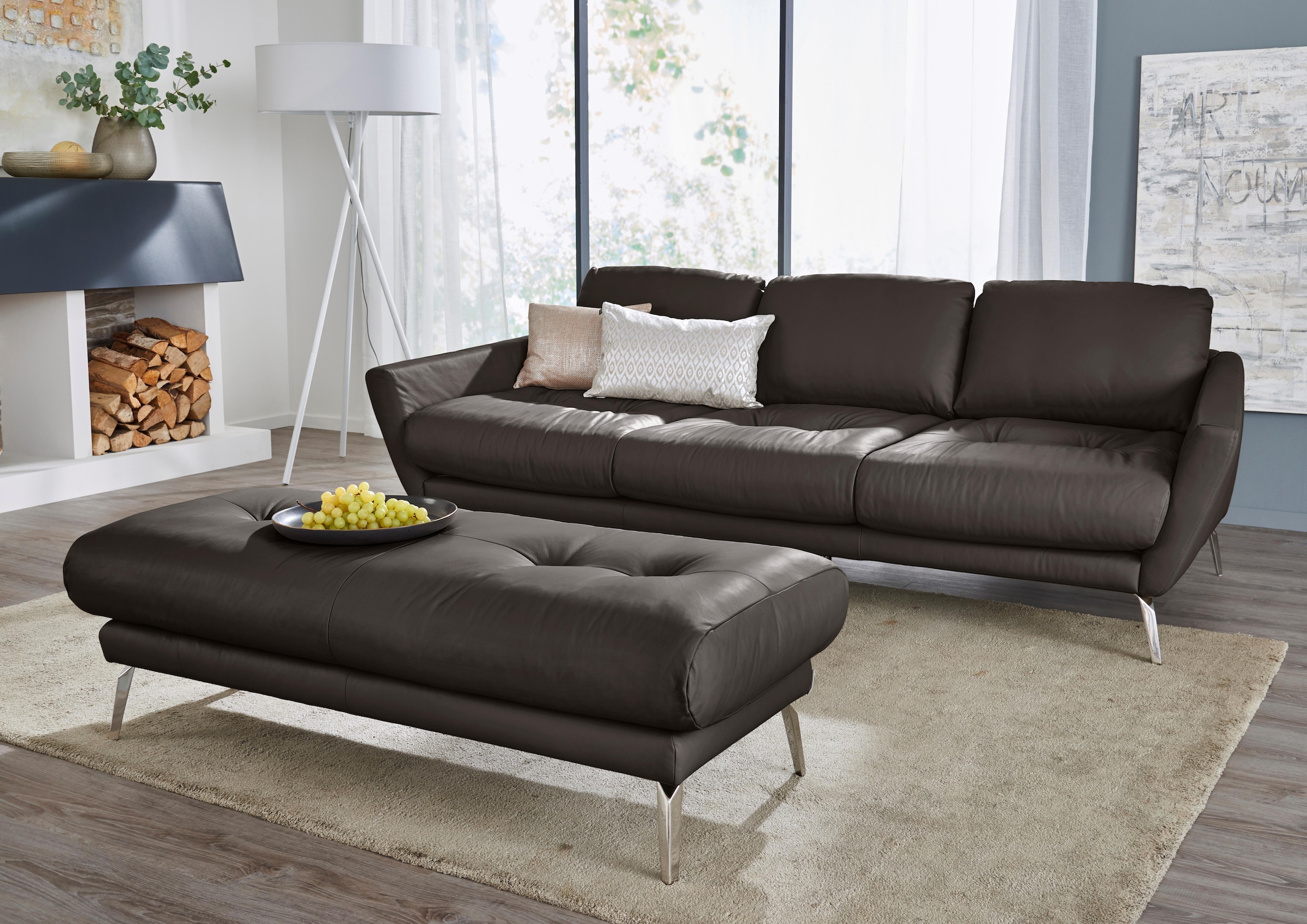 W.SCHILLIG Big-Sofa »softy«, mit dekorativer Heftung im Sitz, Füße Chrom glänzend