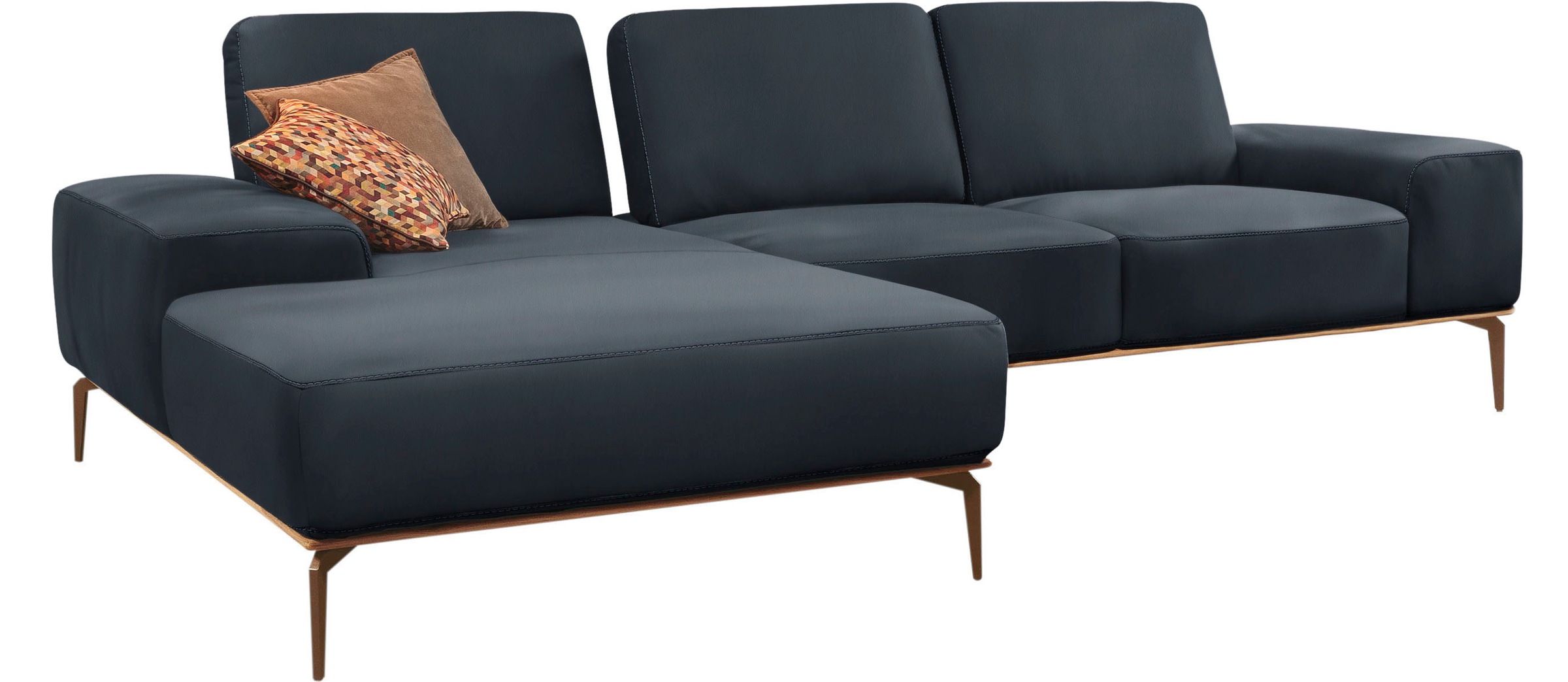 W.SCHILLIG Ecksofa »run, Designsofa mit tollem Sitzkomfort, L-Form«, mit Holzsockel, Füße in Bronze pulverbeschichtet, Breite 299 cm