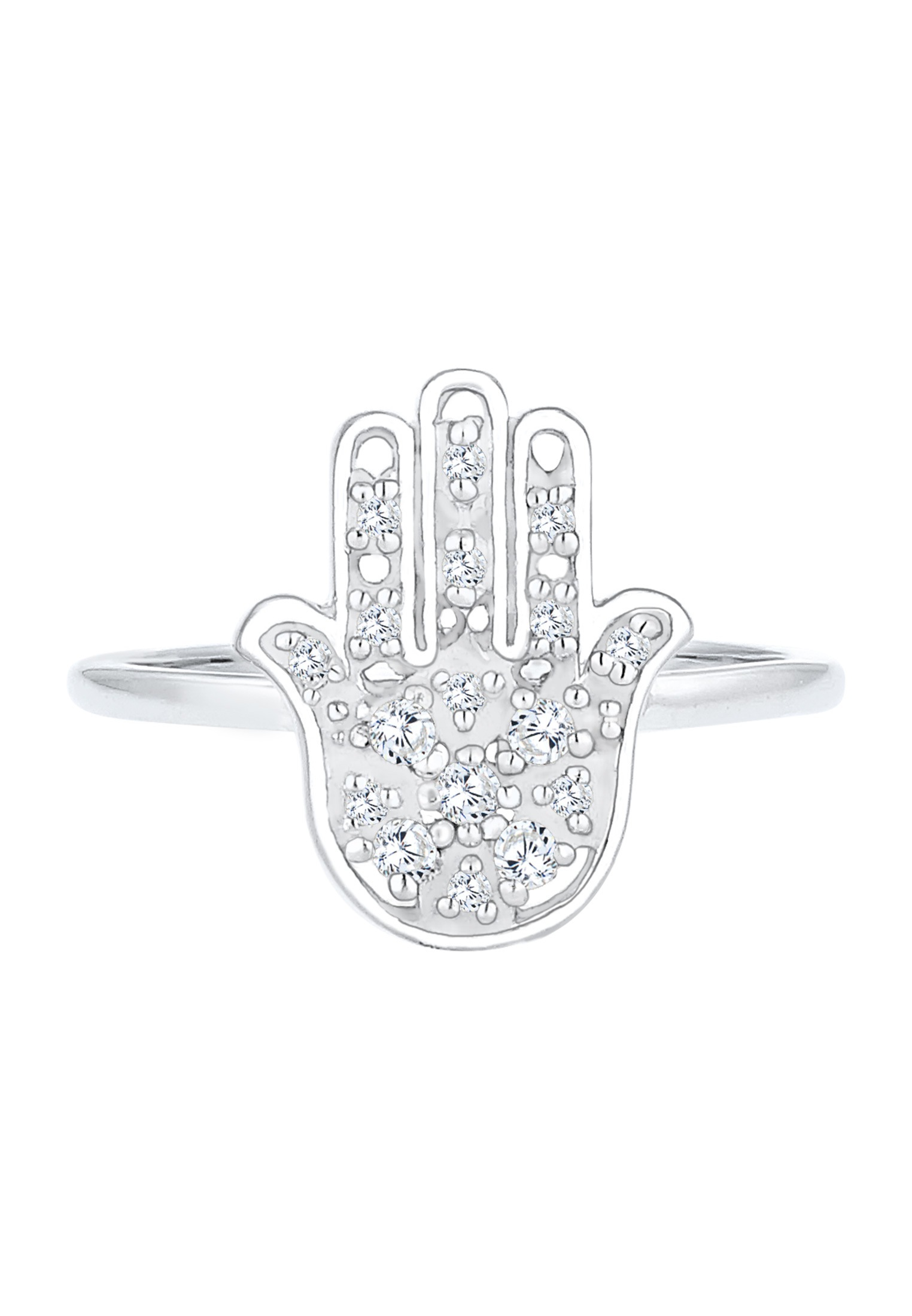 Elli Fingerring »Ring Hamsa Hand der Fatima Zirkonia Boho 925 Silber«