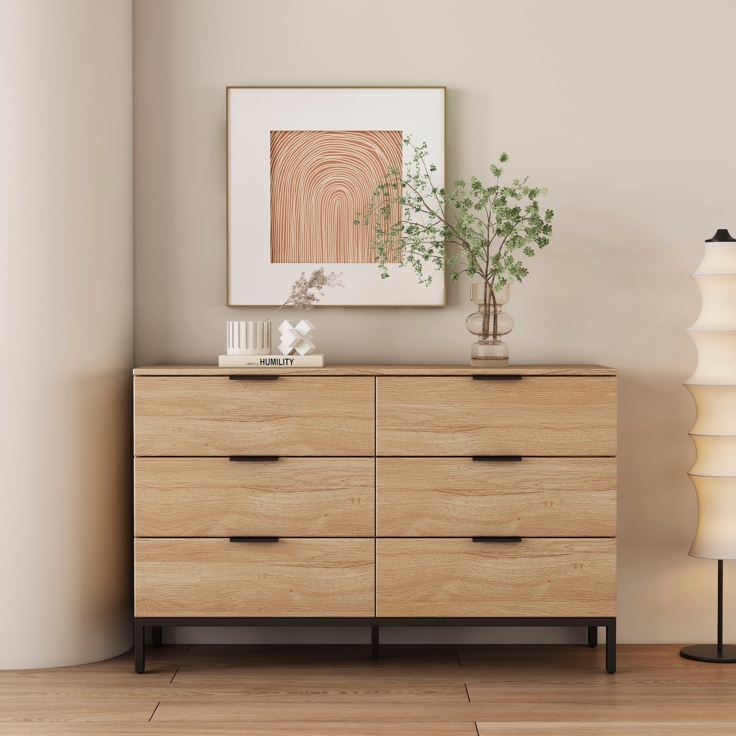 OTTO home Kommode »Jorinde« Melaminoberfläche, flexibler Stauraum und robustes Metallgestell