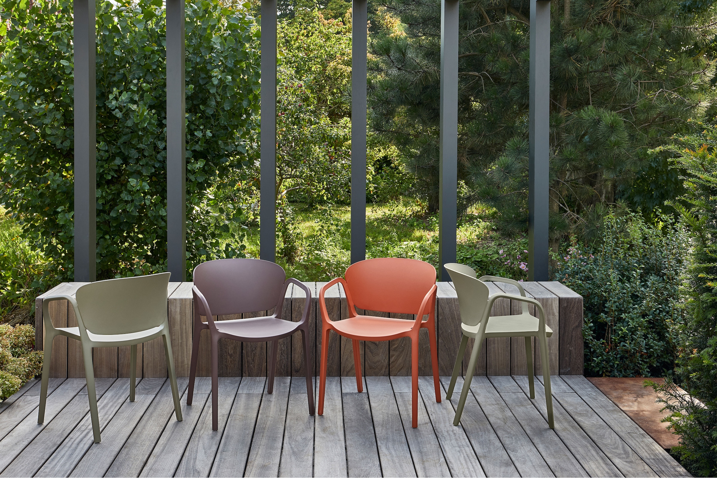 WOOOD Esszimmerstuhl »Bent Polypropylen stapelbar für In- und Outdoor, H 75 x B 57 x T 56 cm« () (Set, 2 St) Tragkraft 150 kg, fertig montiert, wasserabweisendes