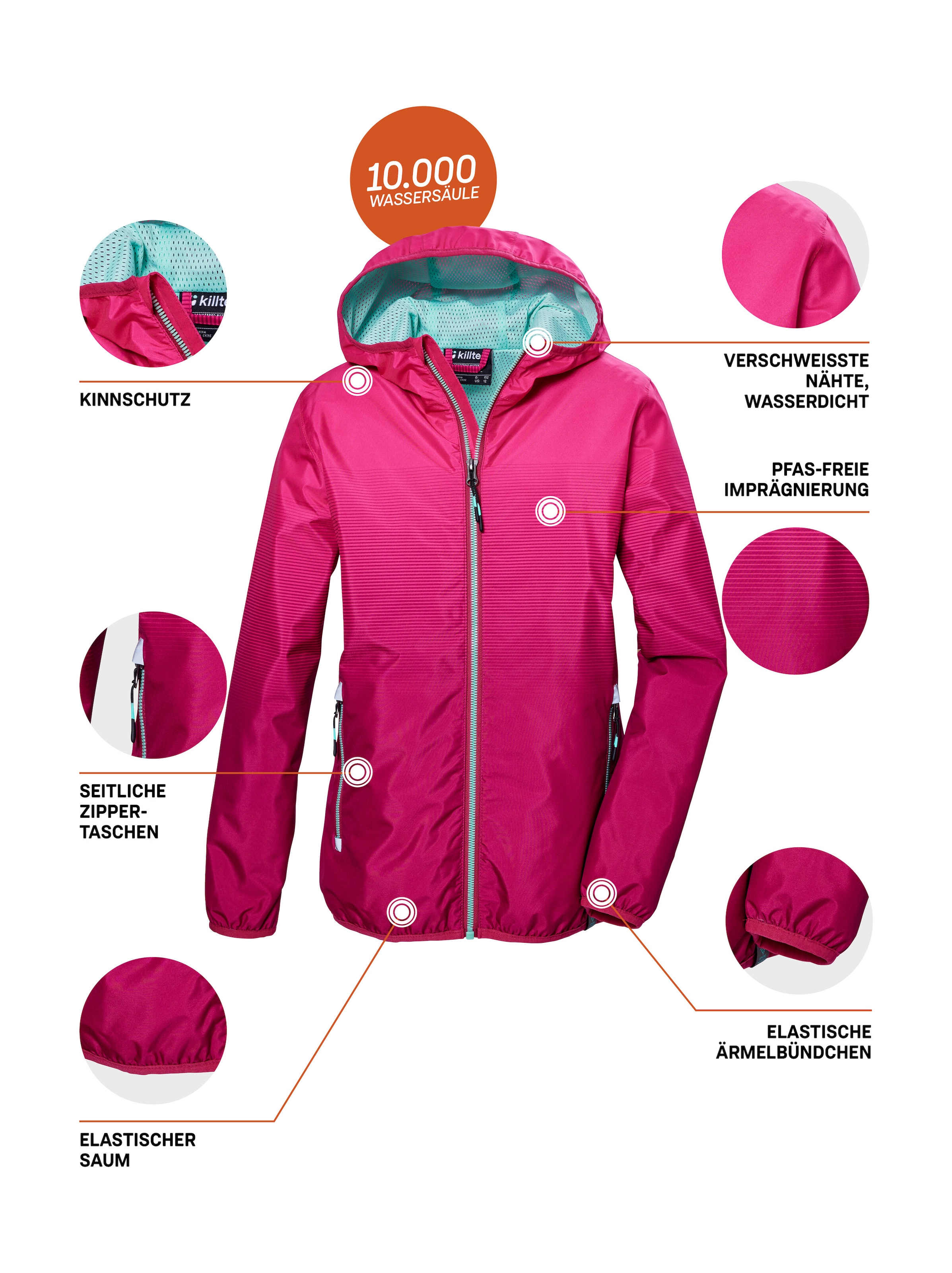 Killtec Funktionsjacke »KOS 151 GRLS JCKT«, Wasser- und winddichte Mädchenjacke mit reflektierenden Elementen