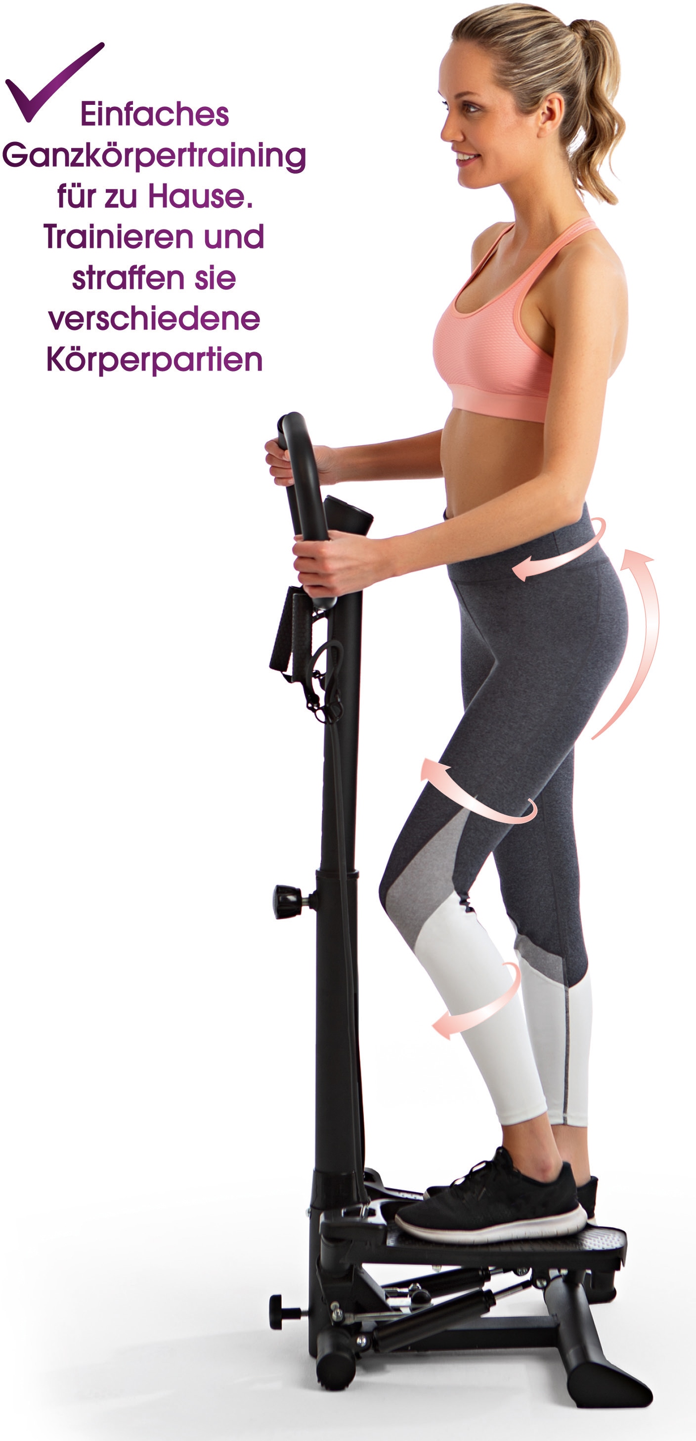 VITALmaxx Stepper »VITALmaxx Fitnesstrainer Swing Stepper«, (3 tlg., mit Trainingsbändern)