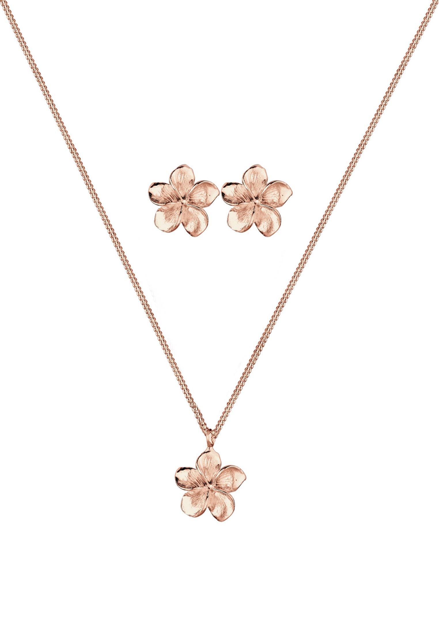 Elli Ohrring und Ketten Set »Schmuckset Frangipani Blüte 925 Sterling Silber«