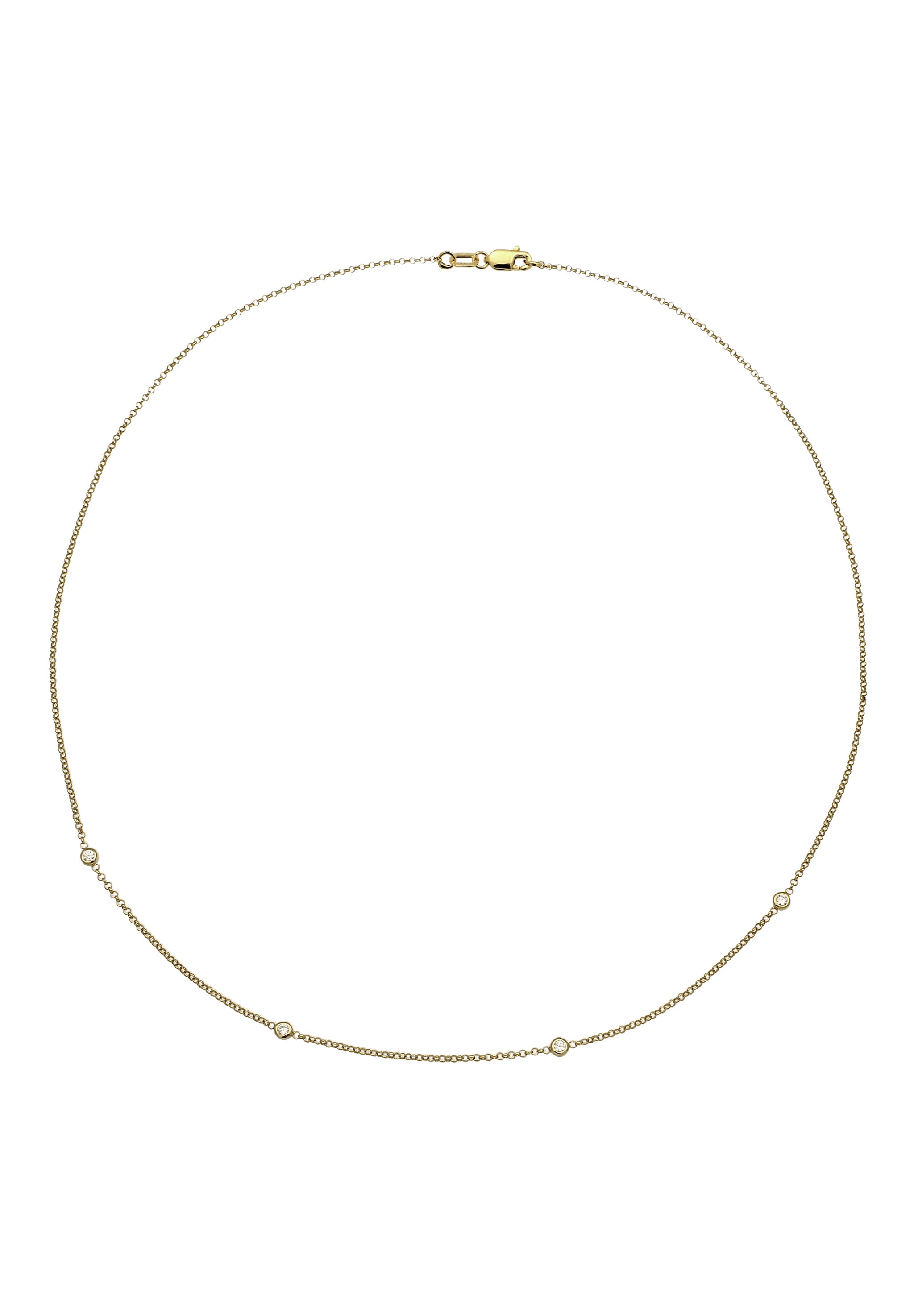 Elli DIAMONDS Silberkette »Halskette Laborgezüchtete Diamanten Weiß (0.035 ct) 375 Gelbgold«