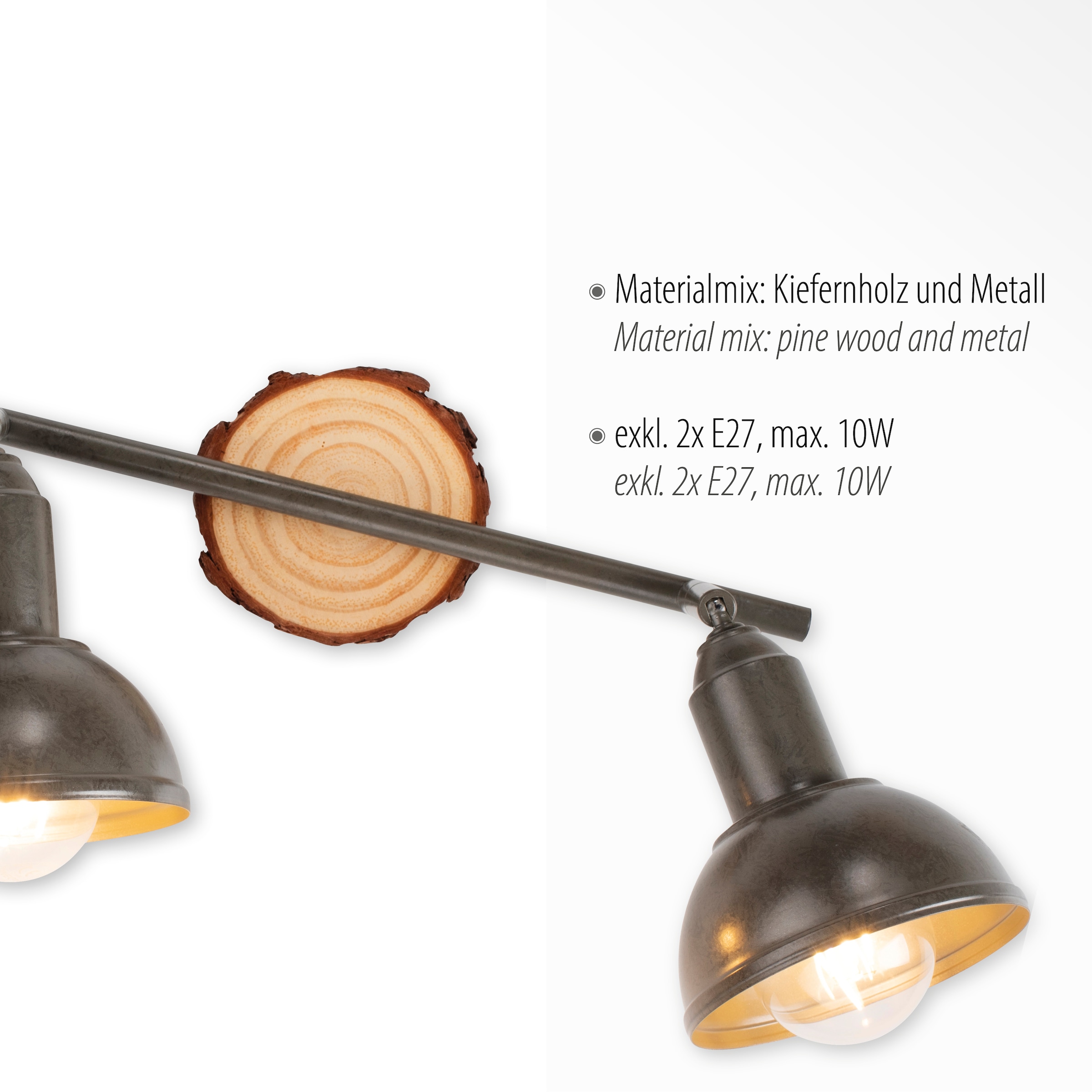 JUST LIGHT Wandleuchte »SWAMP« E27 1 Stk. ExklusiveE27 ,