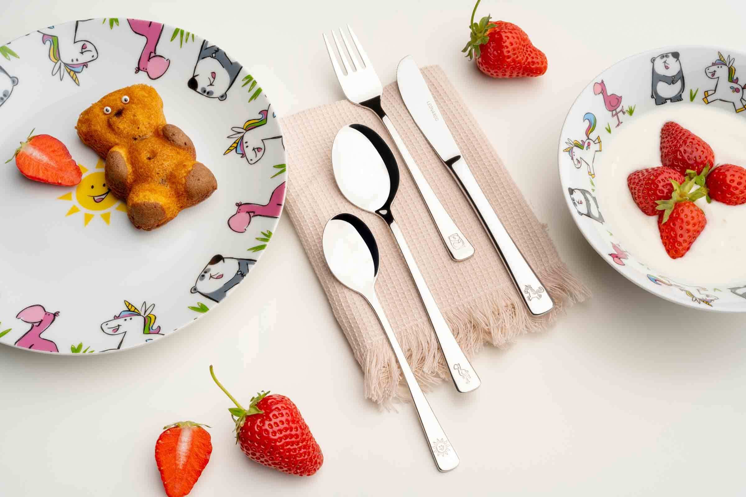 LEONARDO Kinderbesteck »Kinderbesteck Bambini 4er Set silber« Ideal für den Alltag, spülmaschinengeeignet,