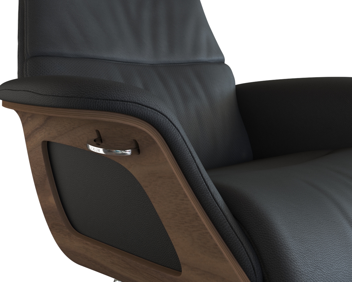 FLEXLUX Relaxsessel »Rücken u. Kopfverstellung, ergonomisch, Airchannels, klasse Komfort«, Rücken- & Kopfteilverstellung, Drehbar, Armlehne Walnuss, Fuß Alu